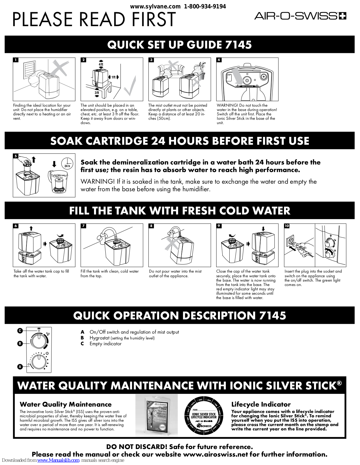Air-O-Swiss 7145 Quick Setup Manual - ManualMachine.com