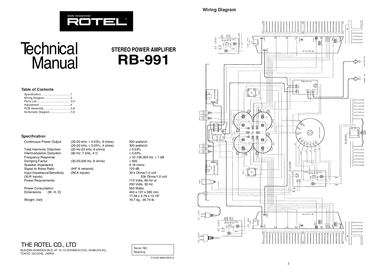 Rotel RB-991 Schematic