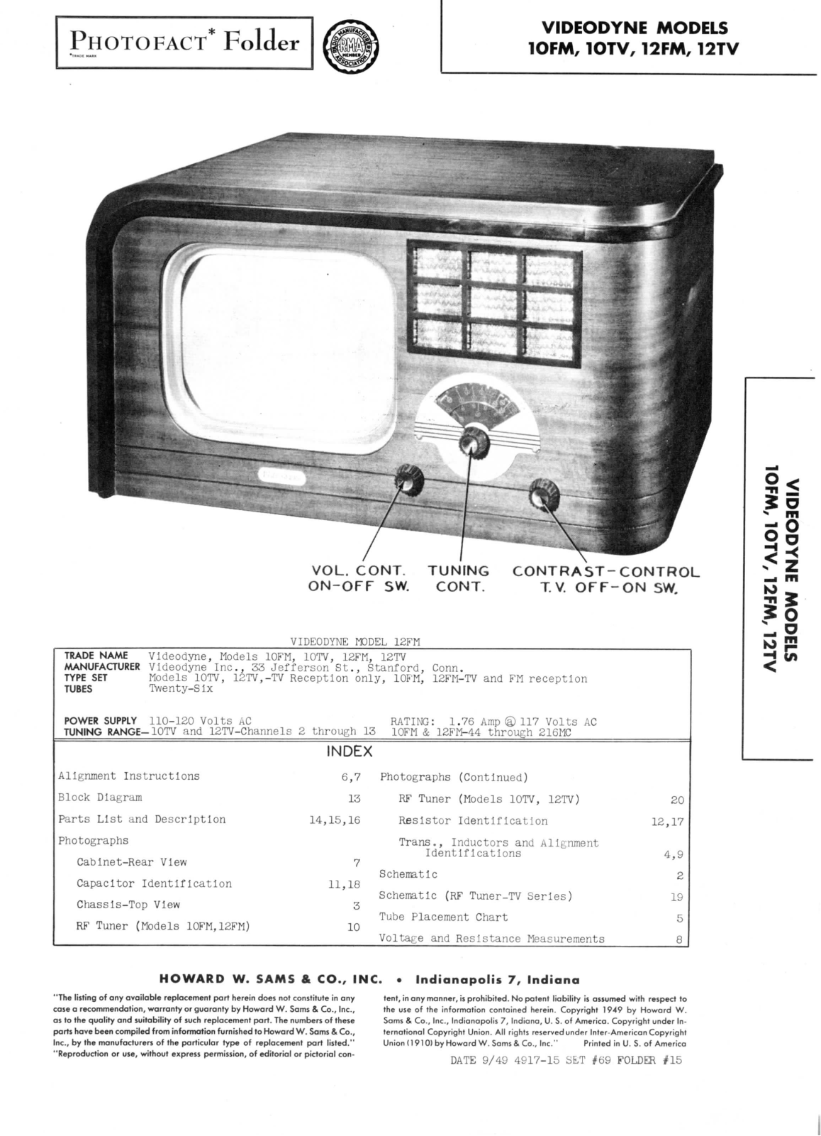 Videodyne 10fm, 10tv, 12fm, 12tv schematic - ManualMachine.com
