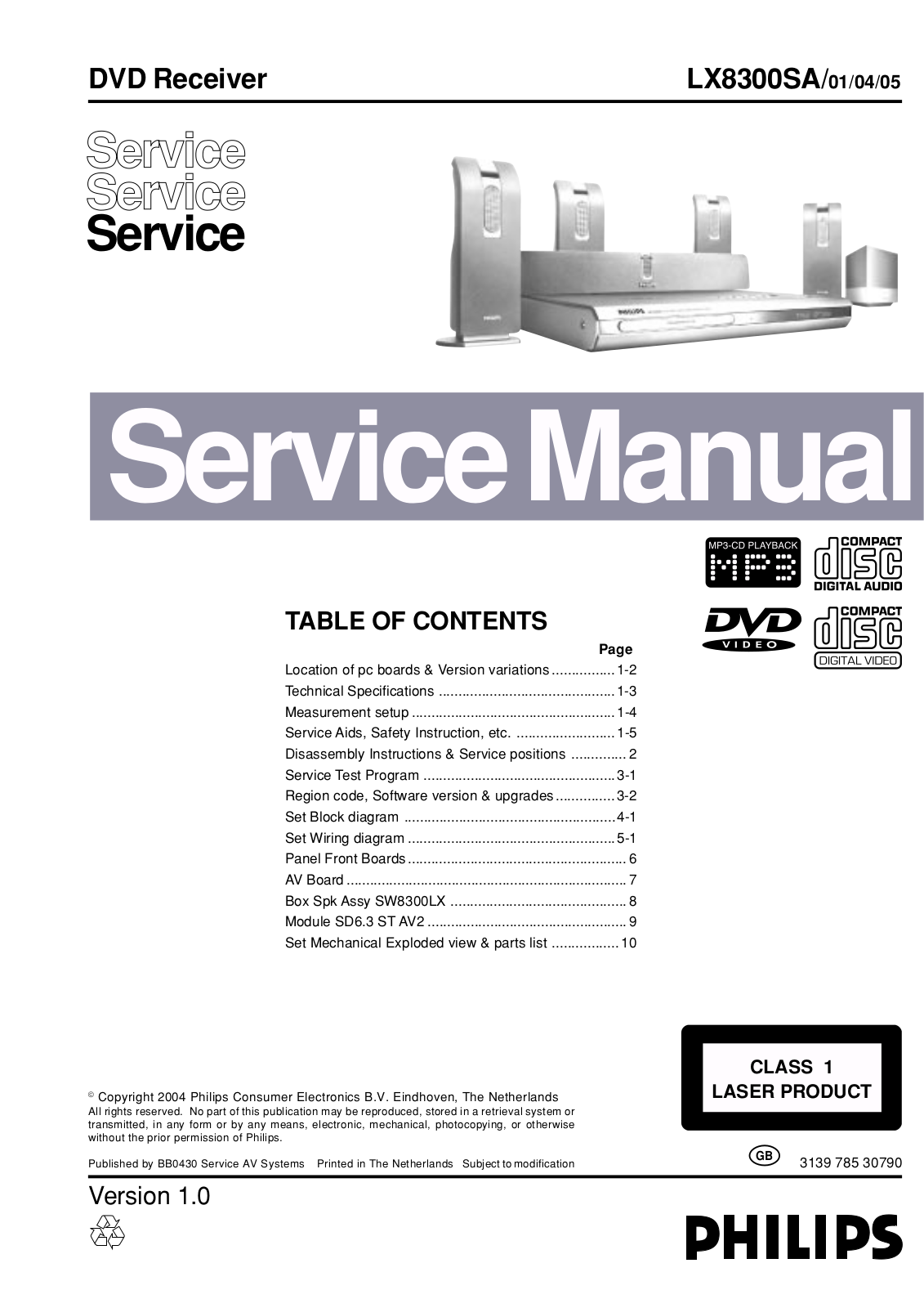 Philips LXLX8300 Service Manual