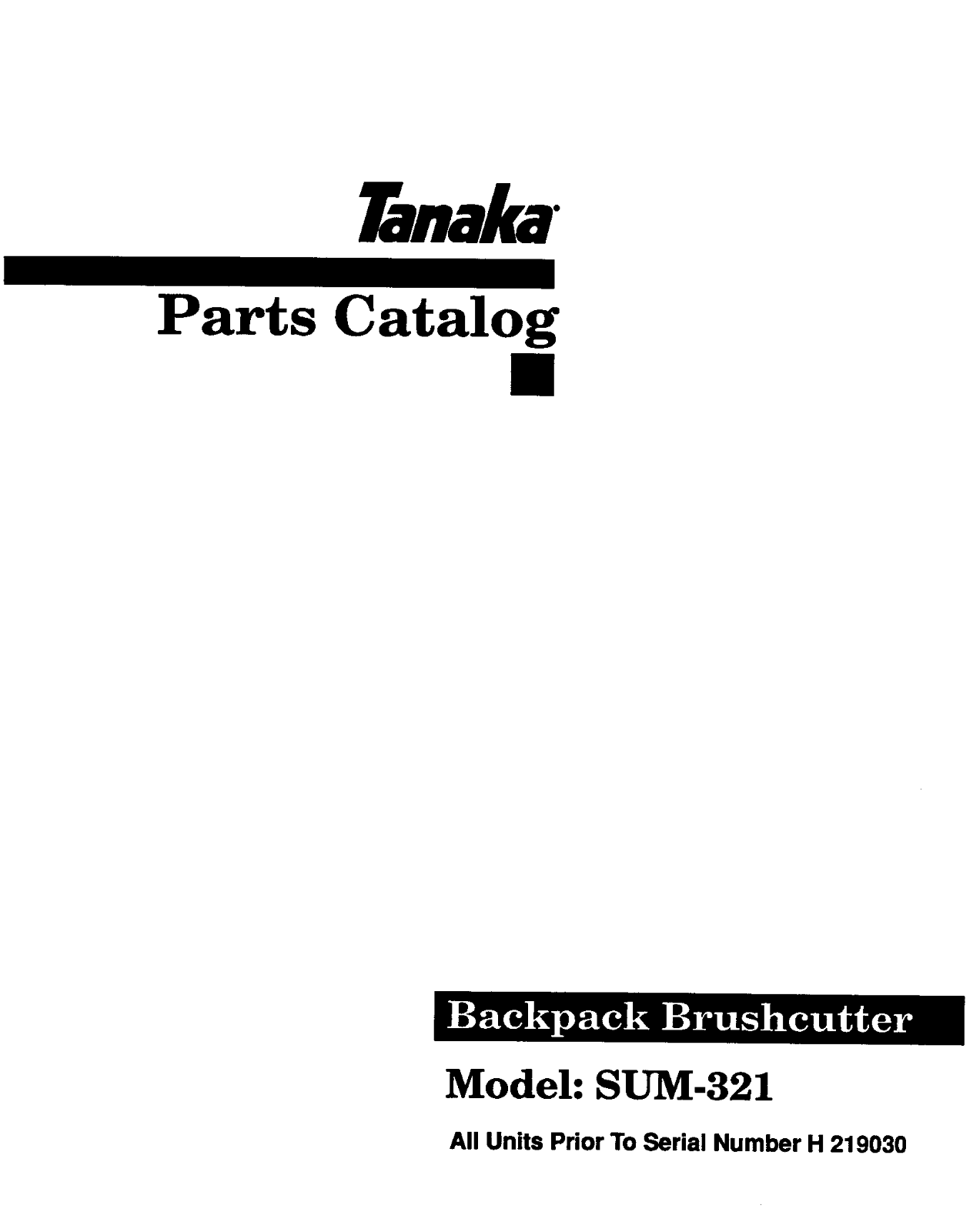 Tanaka SUM-321 User Manual