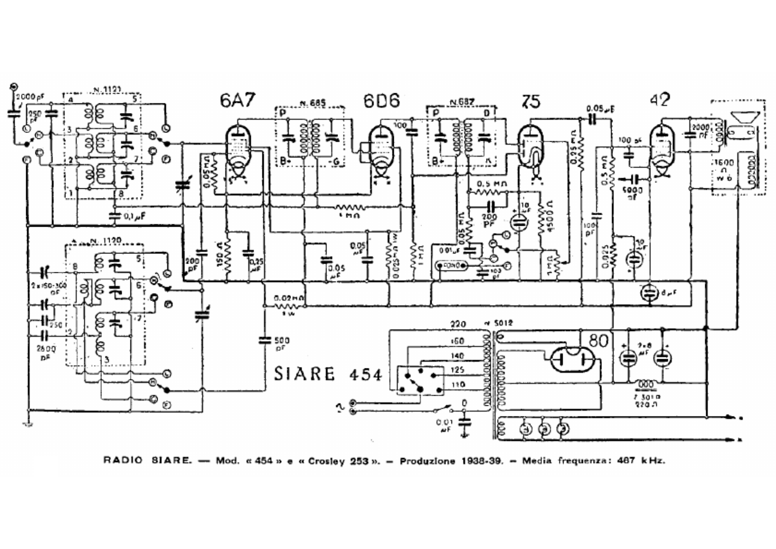 Siare Crosley 454, 253 schematic