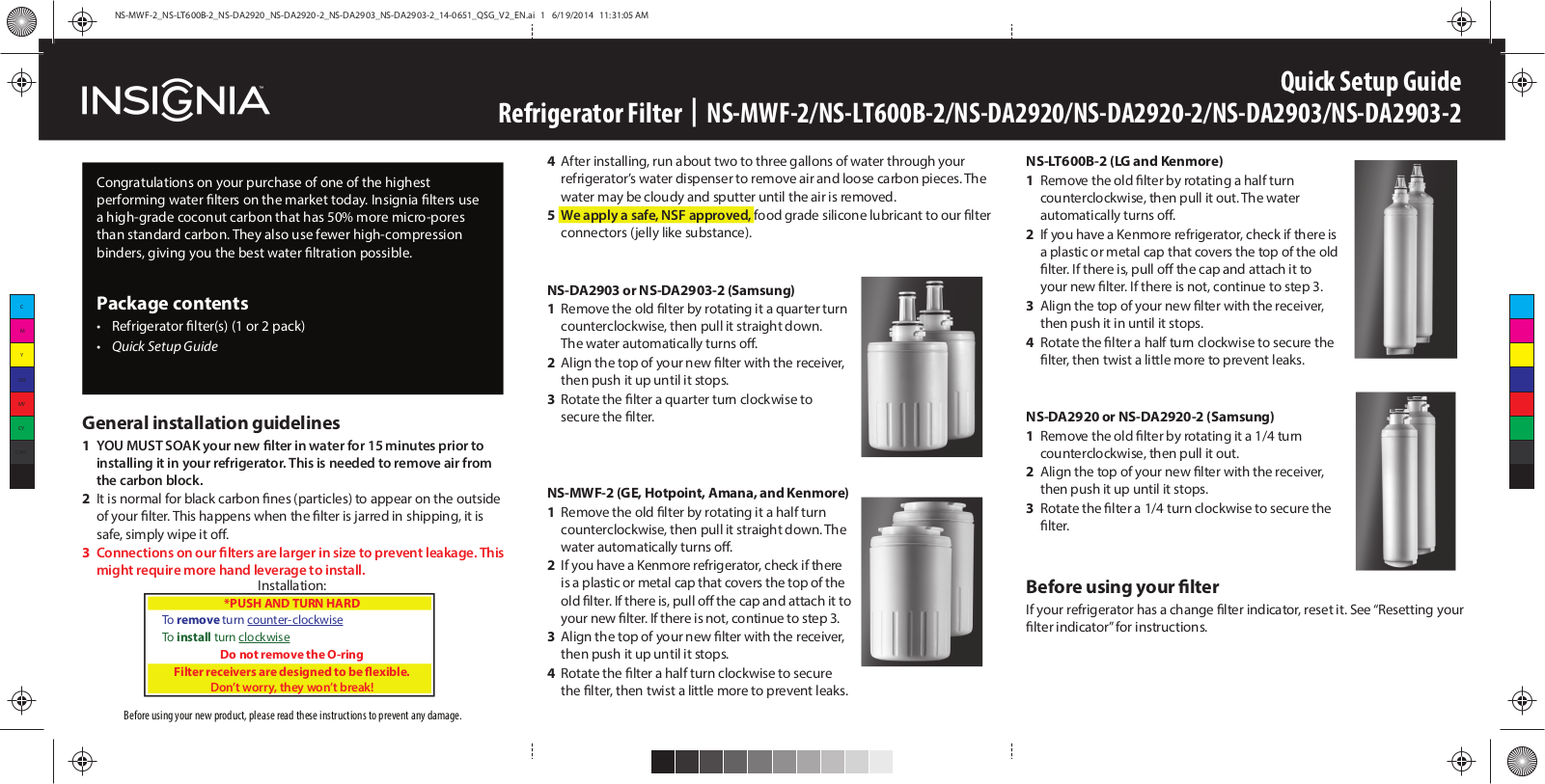 Insignia NS-MWF-2, NS-LT600B-2, NS-DA2920, NS-DA2920-2, NS-DA2903 Quick Setup Guide