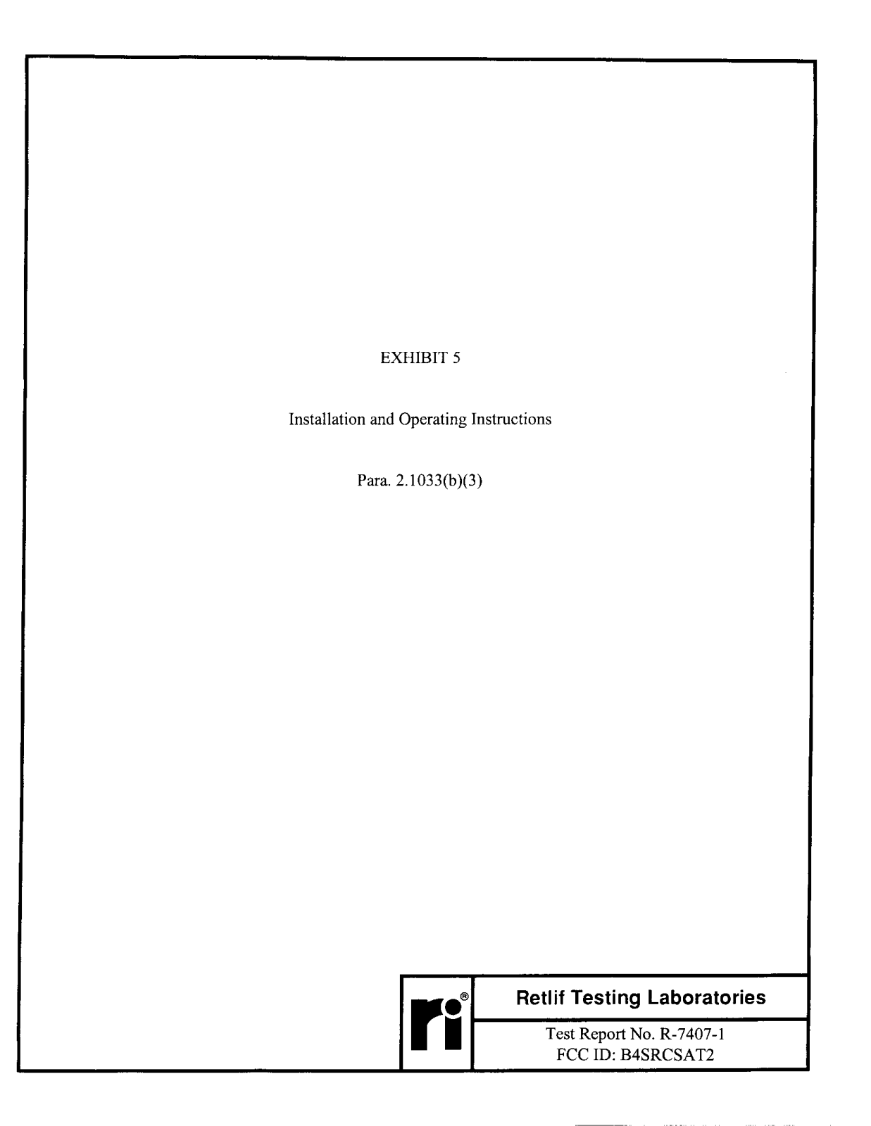 Authinx RCSAT1 User Manual