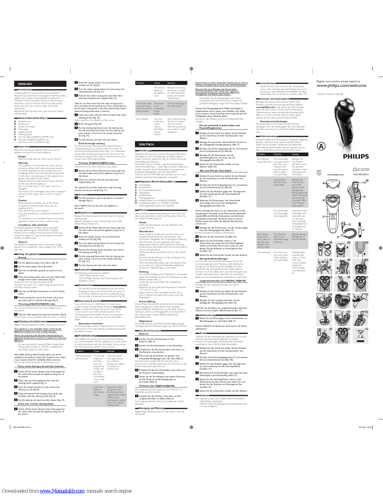 Philips HQ6942/33, HQ6942, lHQ6940, HQ6900 User Manual