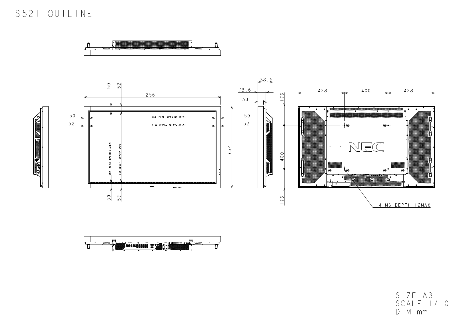 NEC S521 Mechanical Drawings