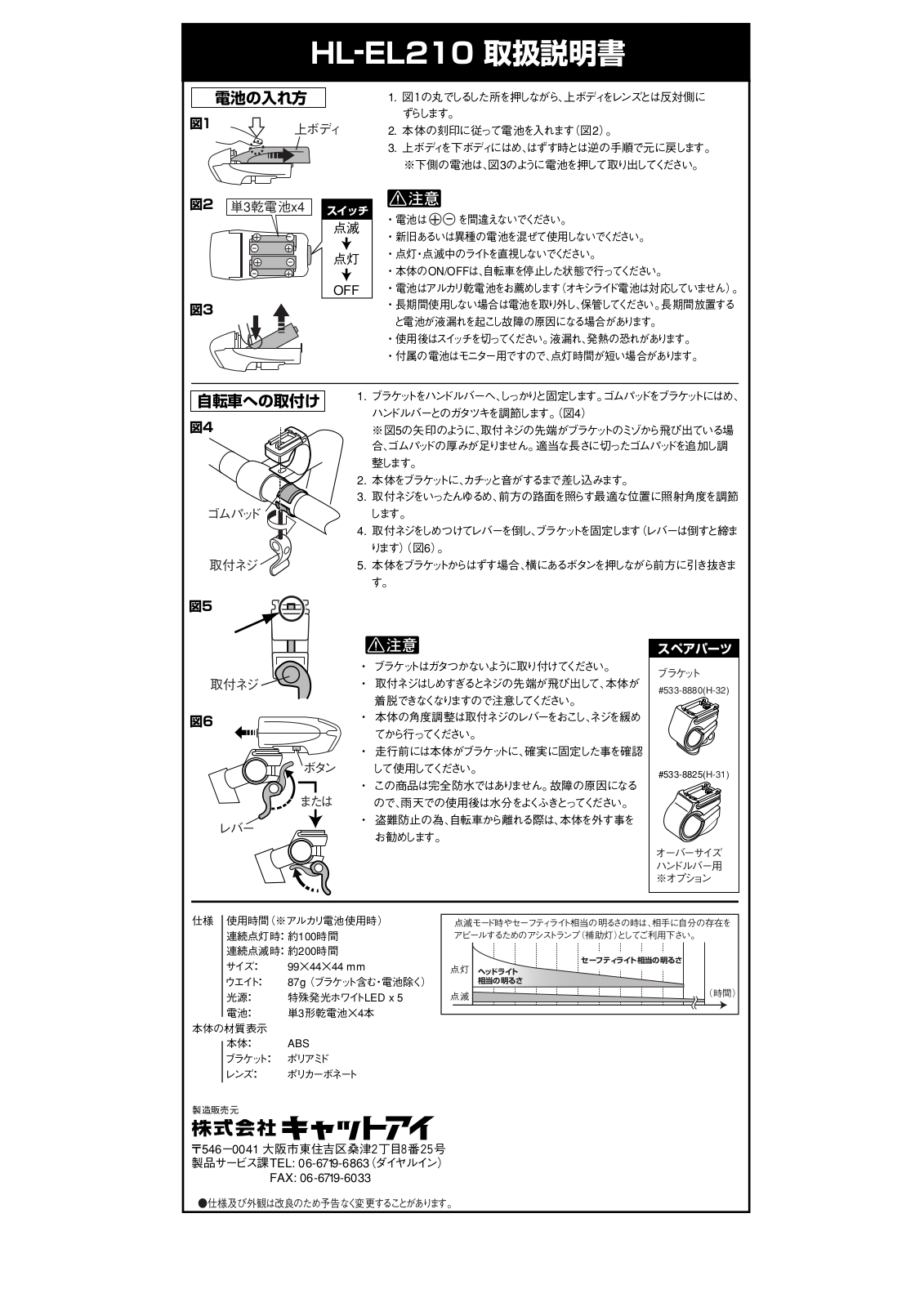 Cat eye HL-EL210 User notes