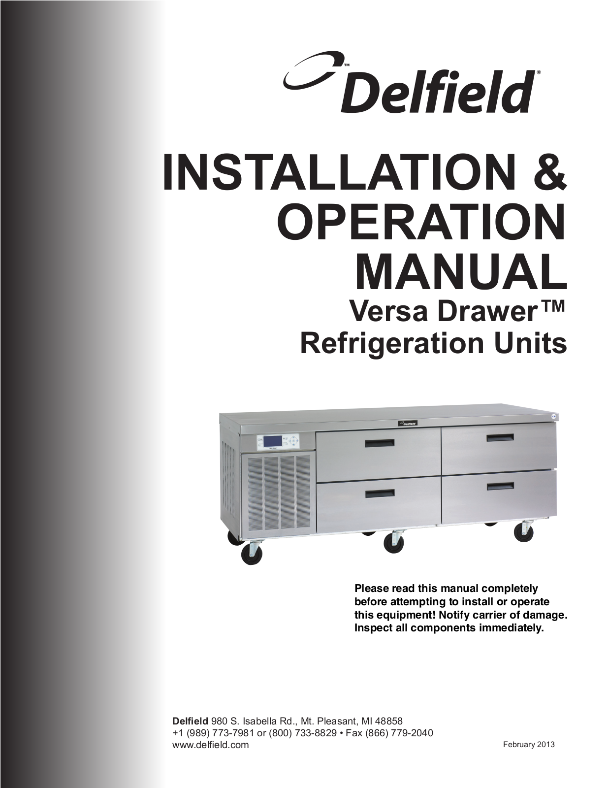 Delfield 18650VDL Installation Manual