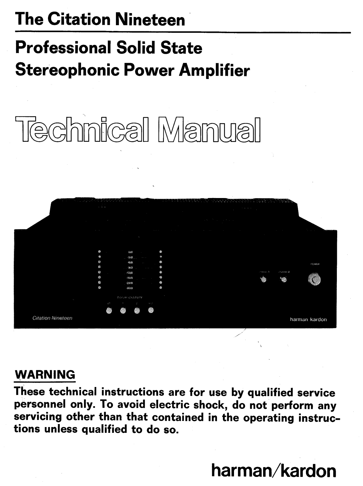 Harman Kardon Citation 19 Service manual