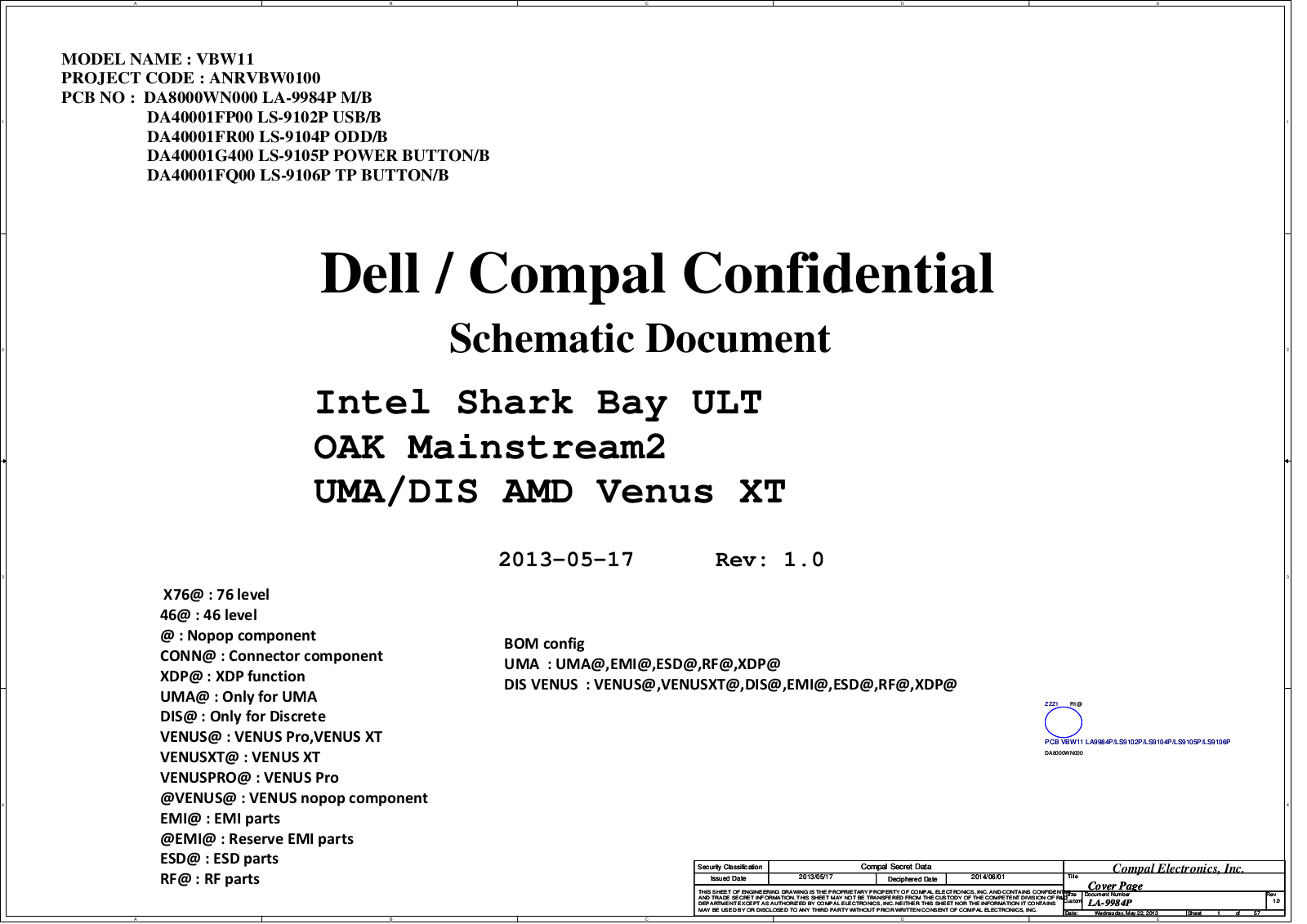 Compal LA-9984P VBW11 ANRVBW0100 Schematic