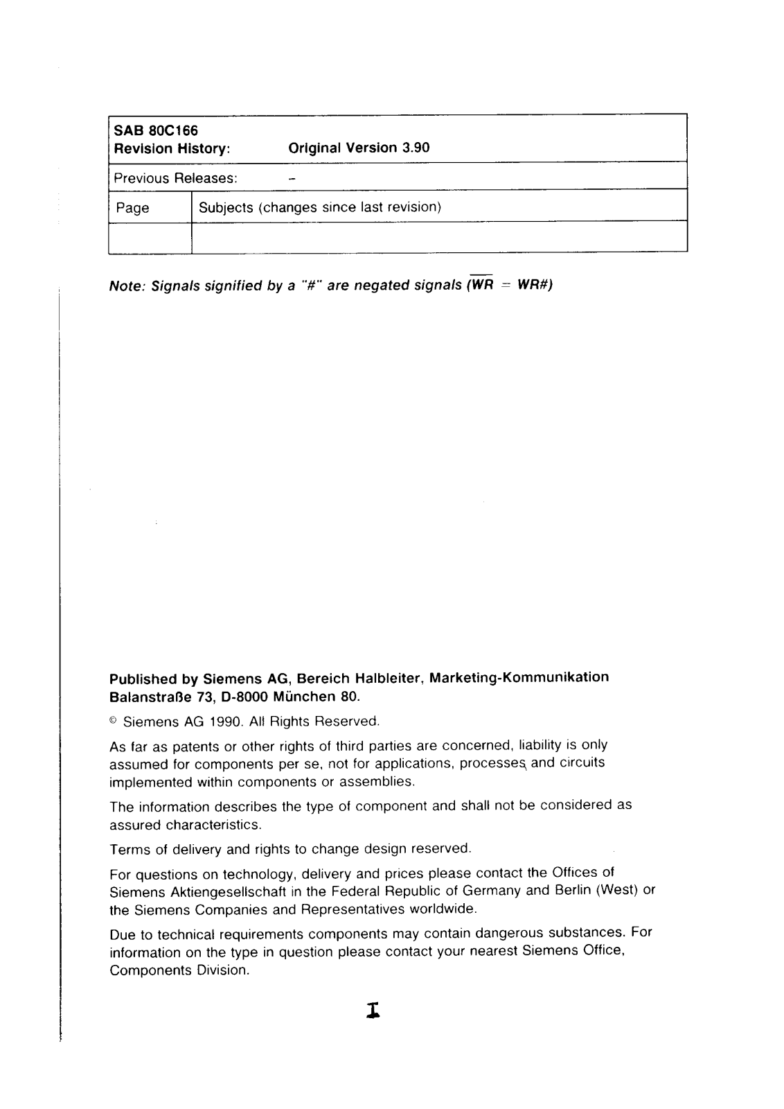 Siemens SAB83C166-3S Datasheet