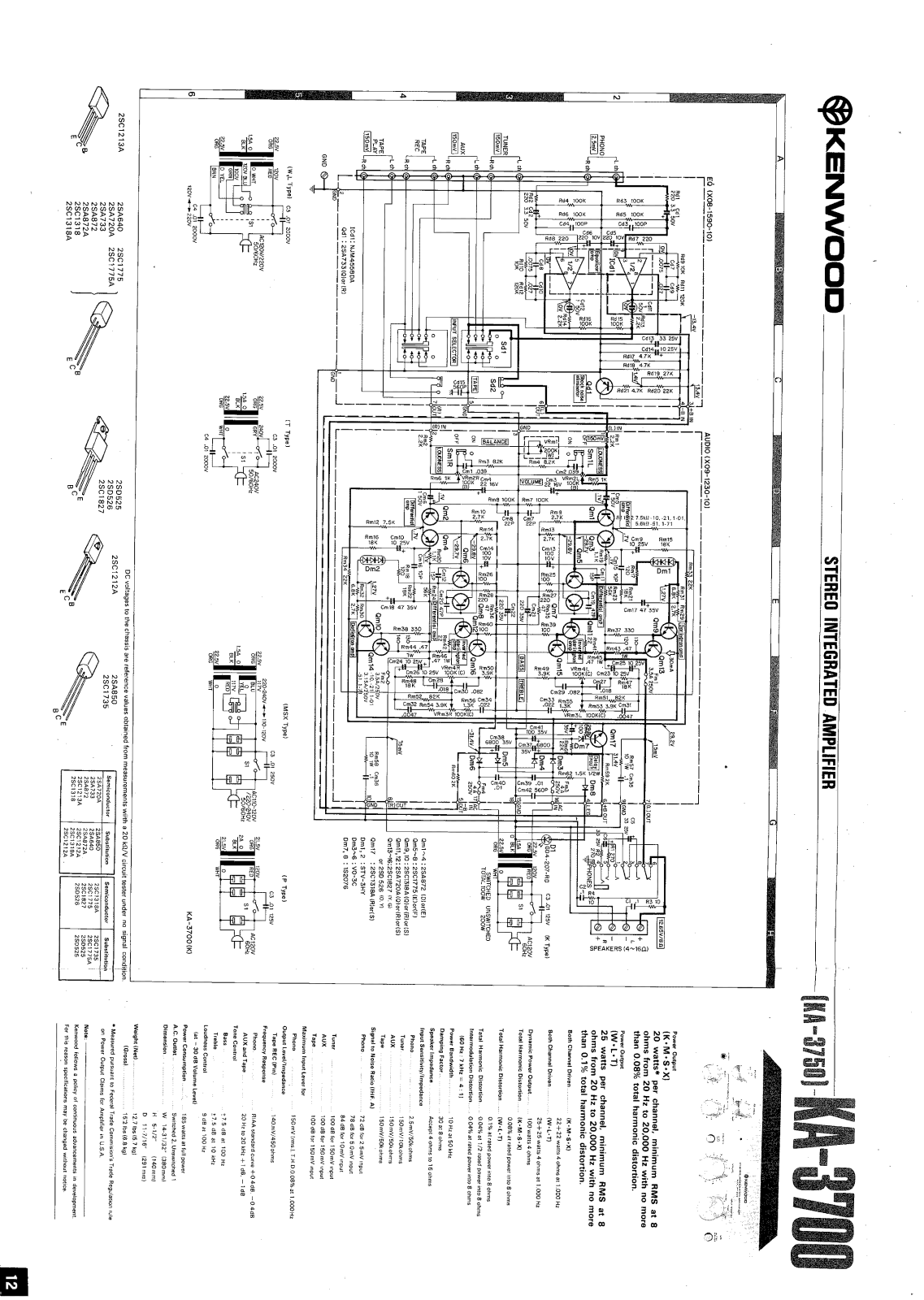 Kenwood KA-3700 Schematic