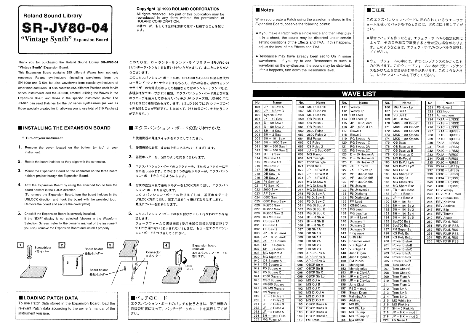 Roland SR-JV80-04 User Manual