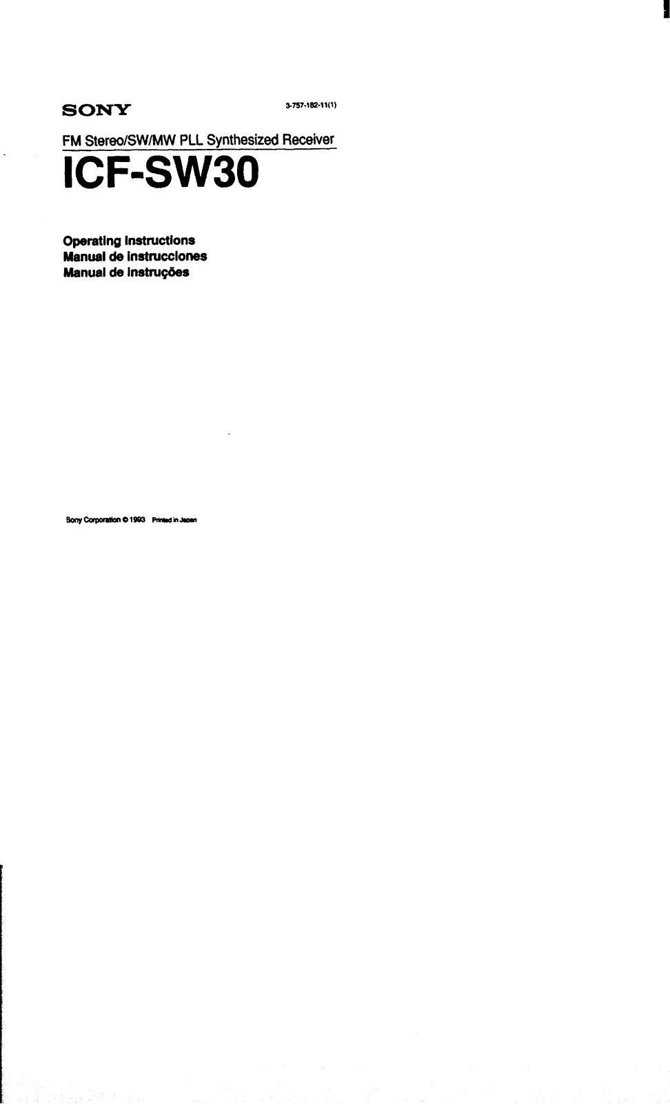 Sony ICF-SW30 User Manual