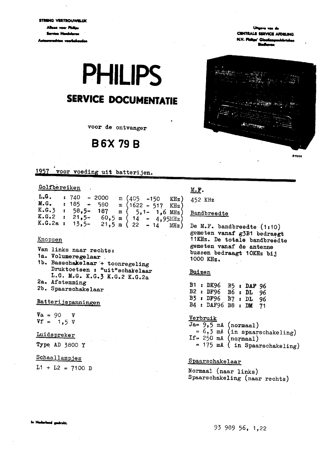 Philips B-6-X-79-B Service Manual