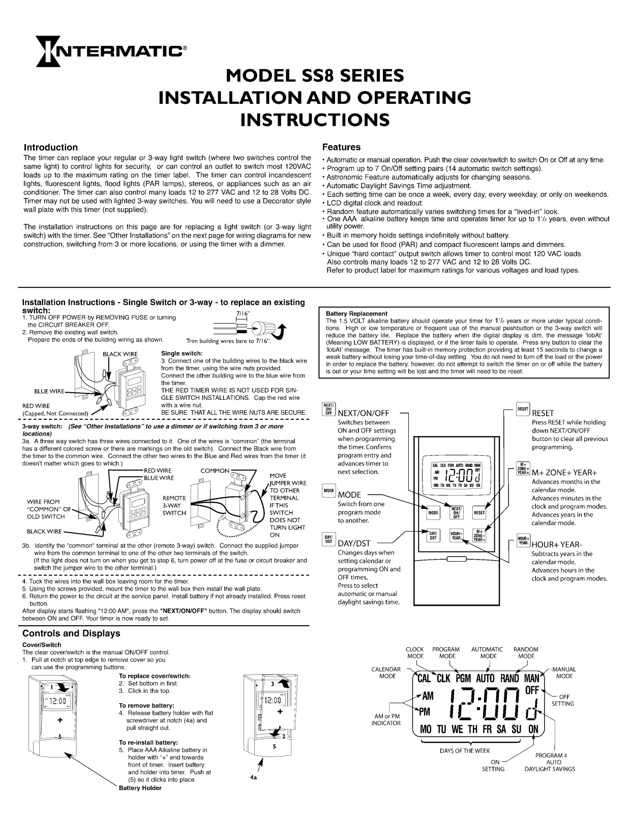 Intermatic 158SS11366 User Manual