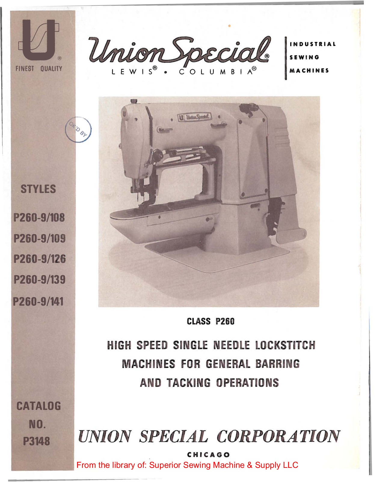 Union Special P260 Series User Manual
