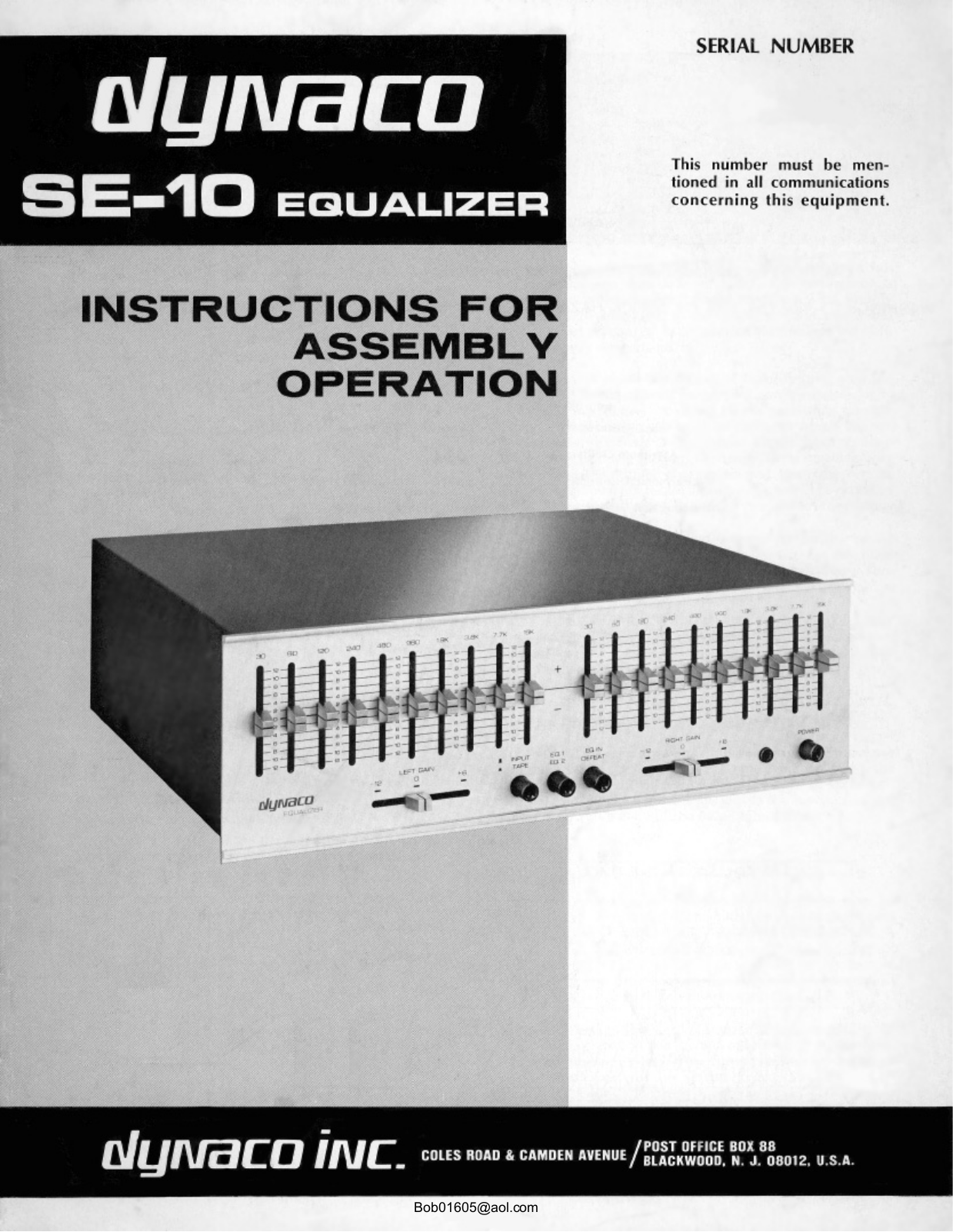 Dynaco SE-10 Service manual