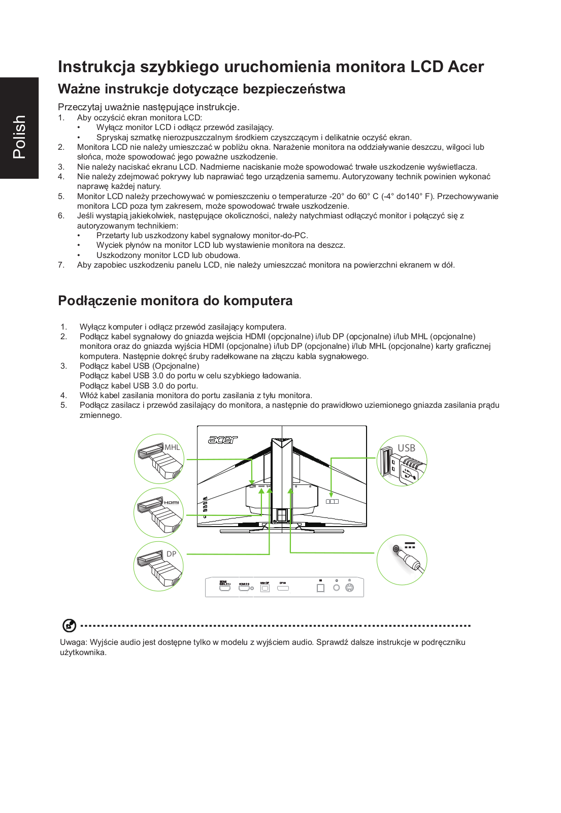 Acer LCD-Monitor Quick Start Guide