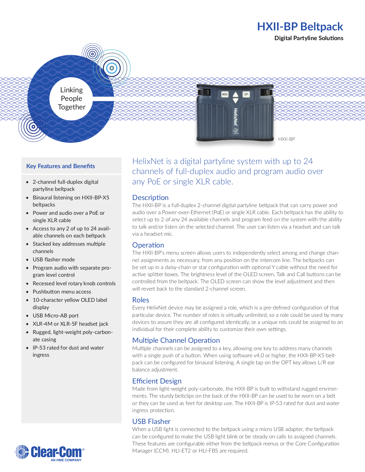 Clear-Com HXII-BP-X4 Datasheet