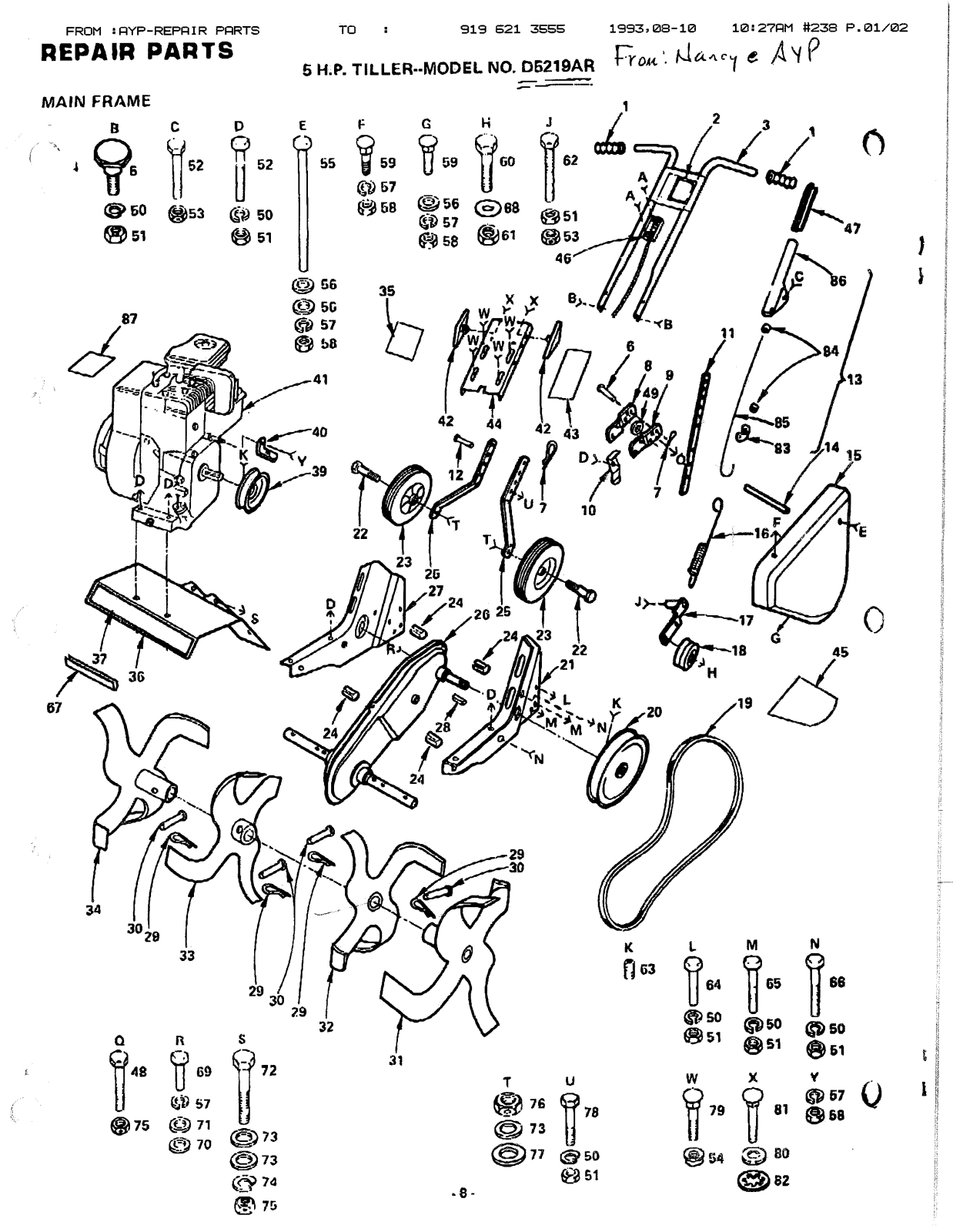 AYP D5219AR Parts List