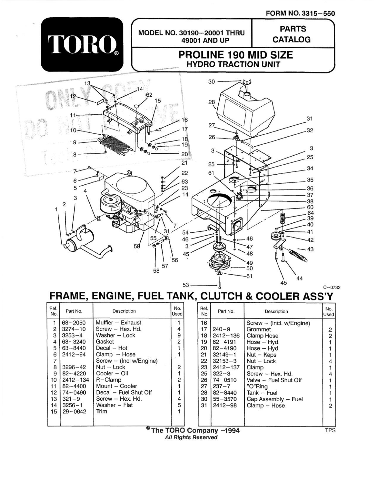 Toro 30190 Parts Catalogue