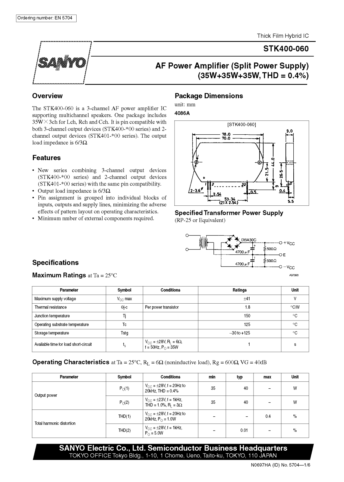 SANYO STK400-060 Datasheet