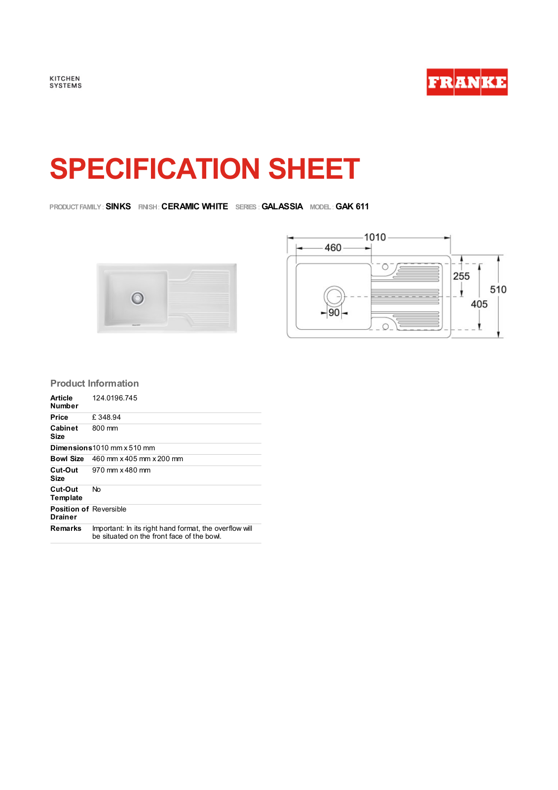 Franke Foodservice GAK 611 User Manual