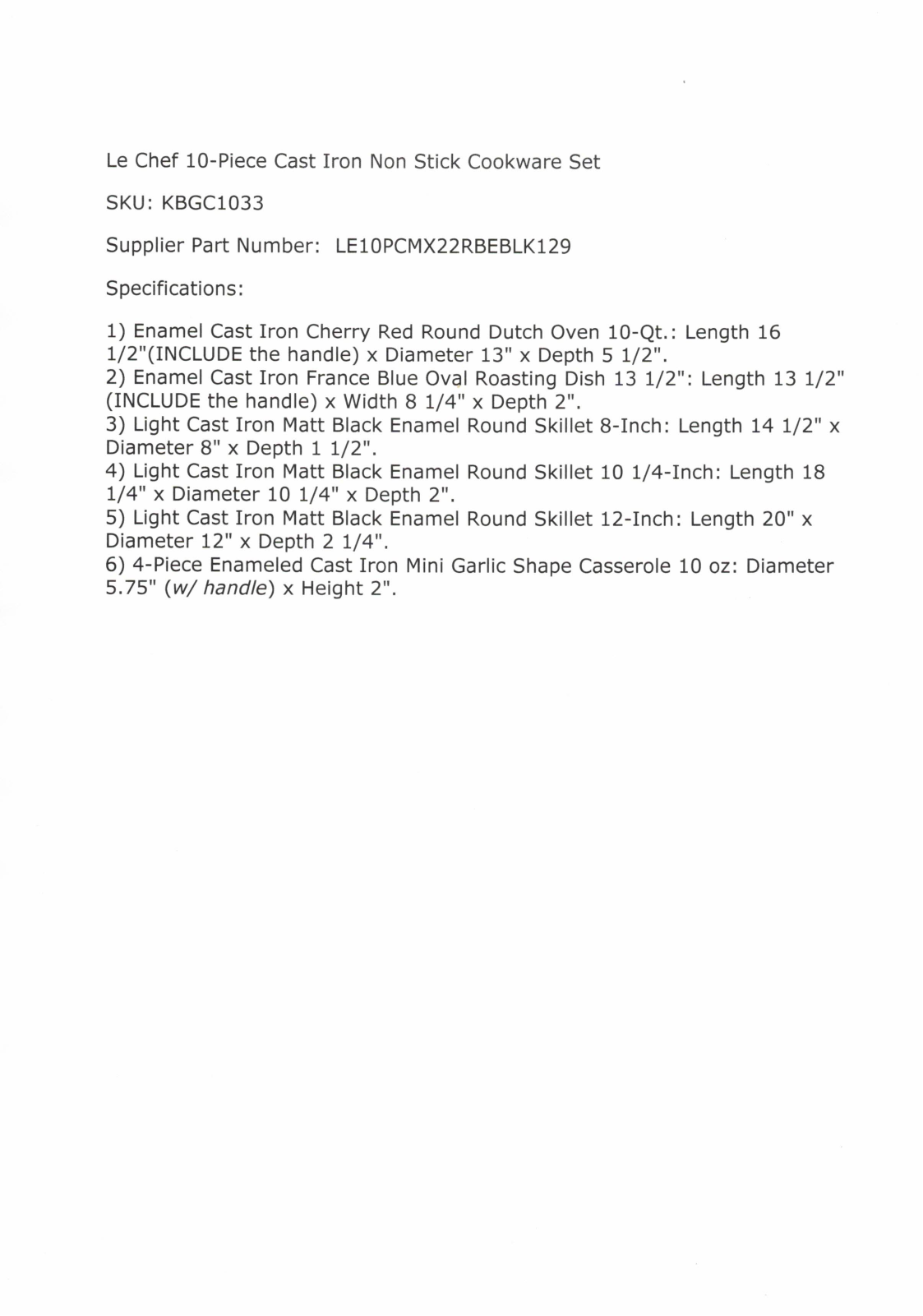 Le Chef KBGC1033 Specifications - ManualMachine.com