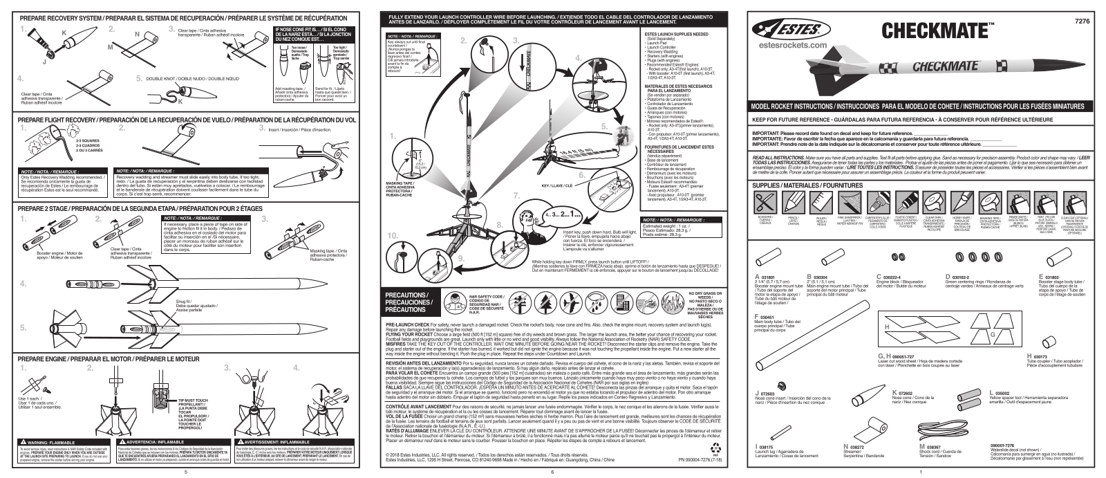 Estes Checkmate, 7276 User guide - ManualMachine.com