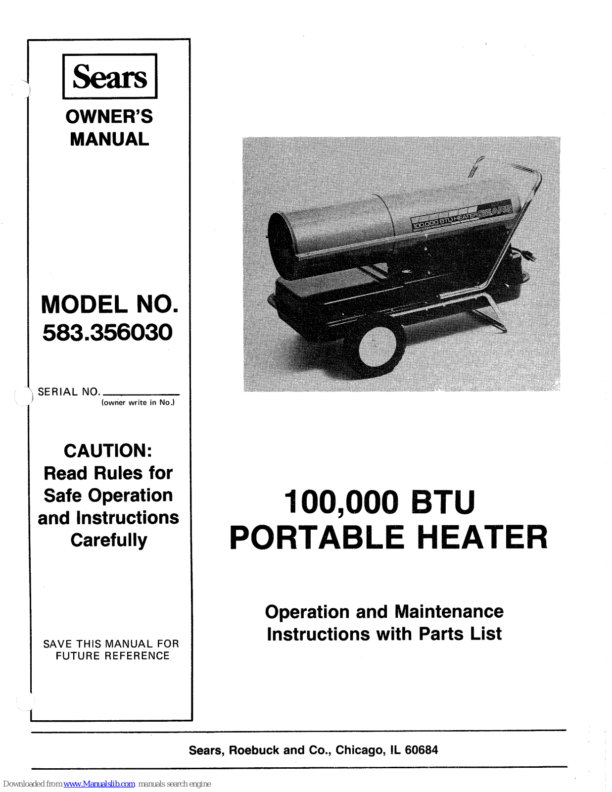 Sears 583.356030 Owner's Manual