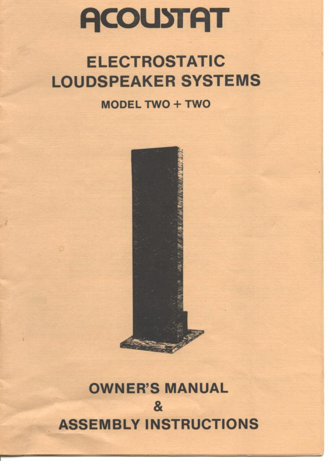 Acoustat 2 plus 2 Owners manual