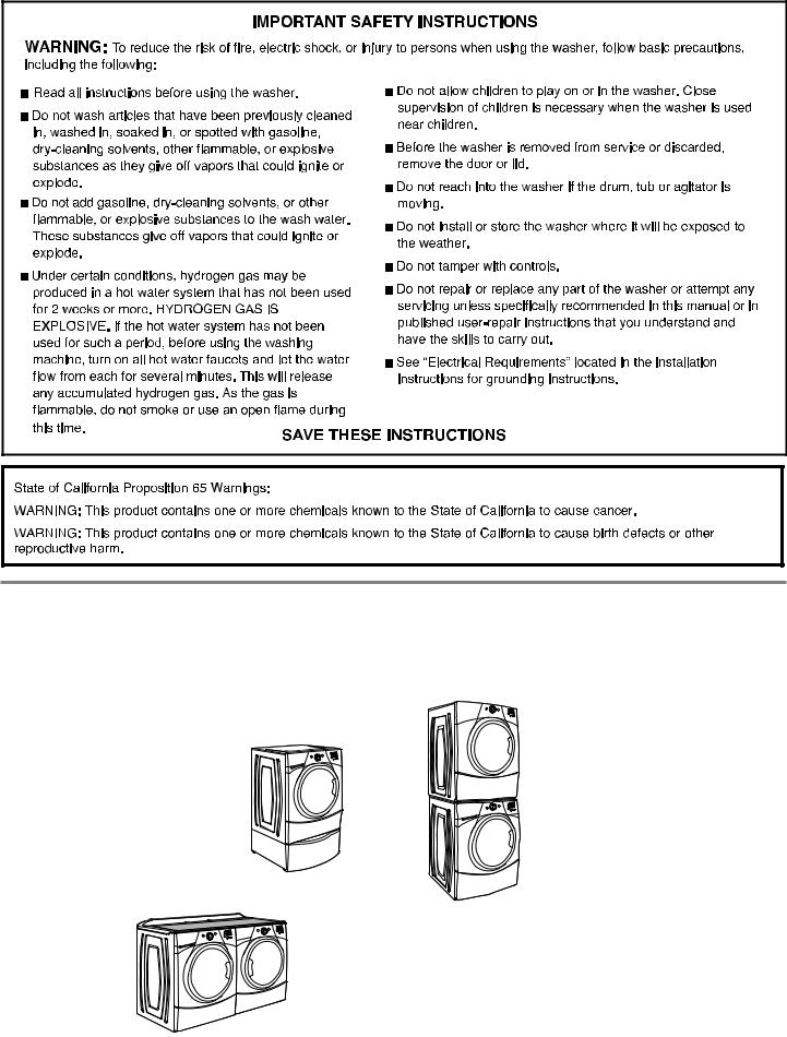 Whirlpool YWFW9151YW, YWFW9351YL, YWFW9351YW Owner's Manual