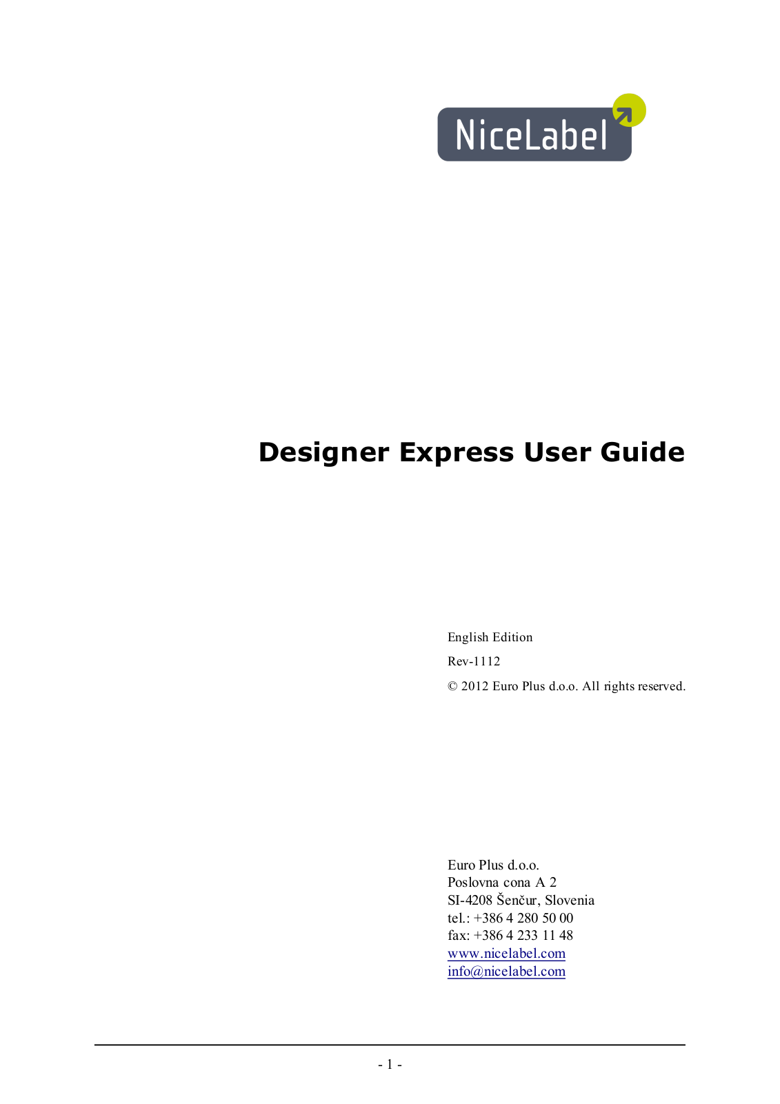 QuickLabel Designer Express User Manual