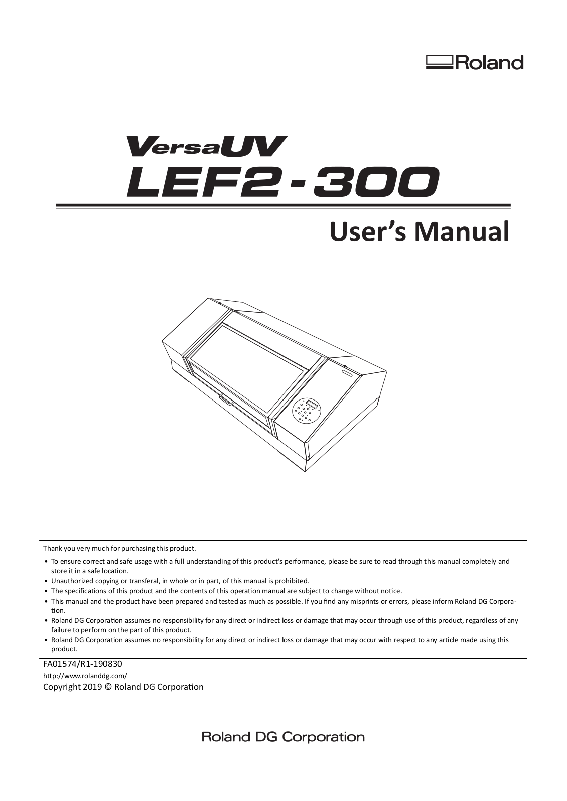 Roland LEF2-300 User Manual