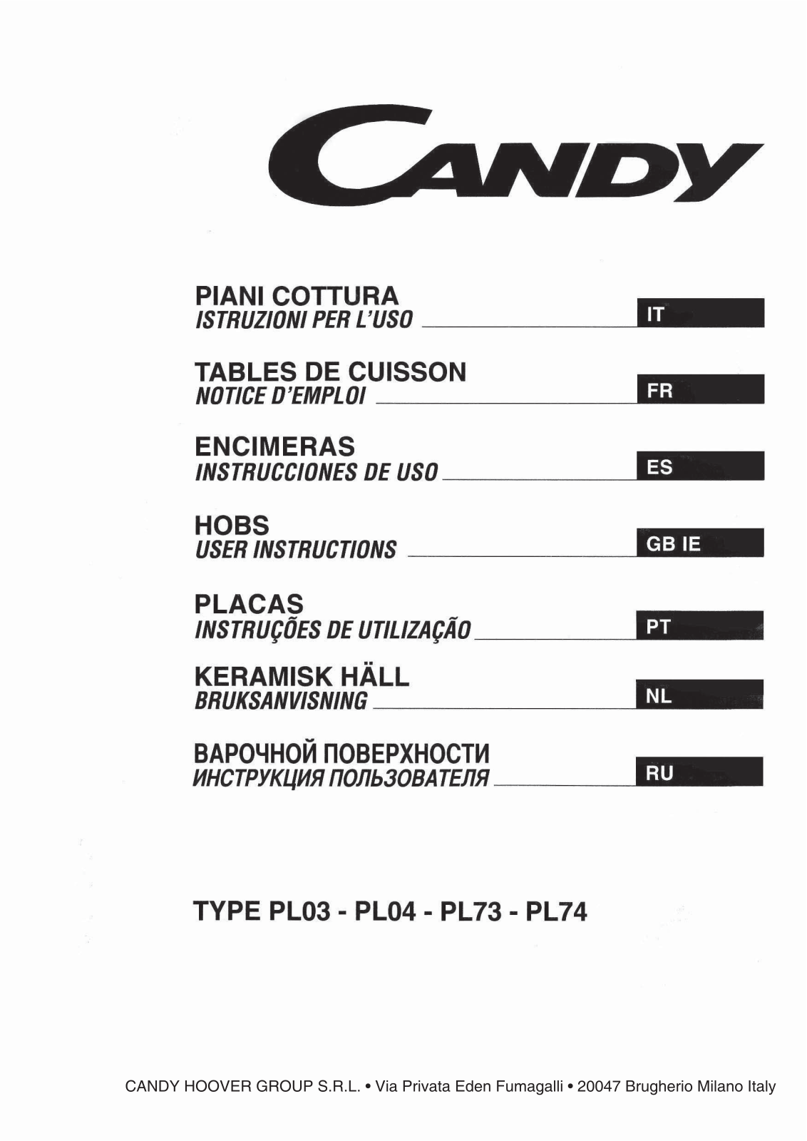 Candy PGC640SQX User Manual