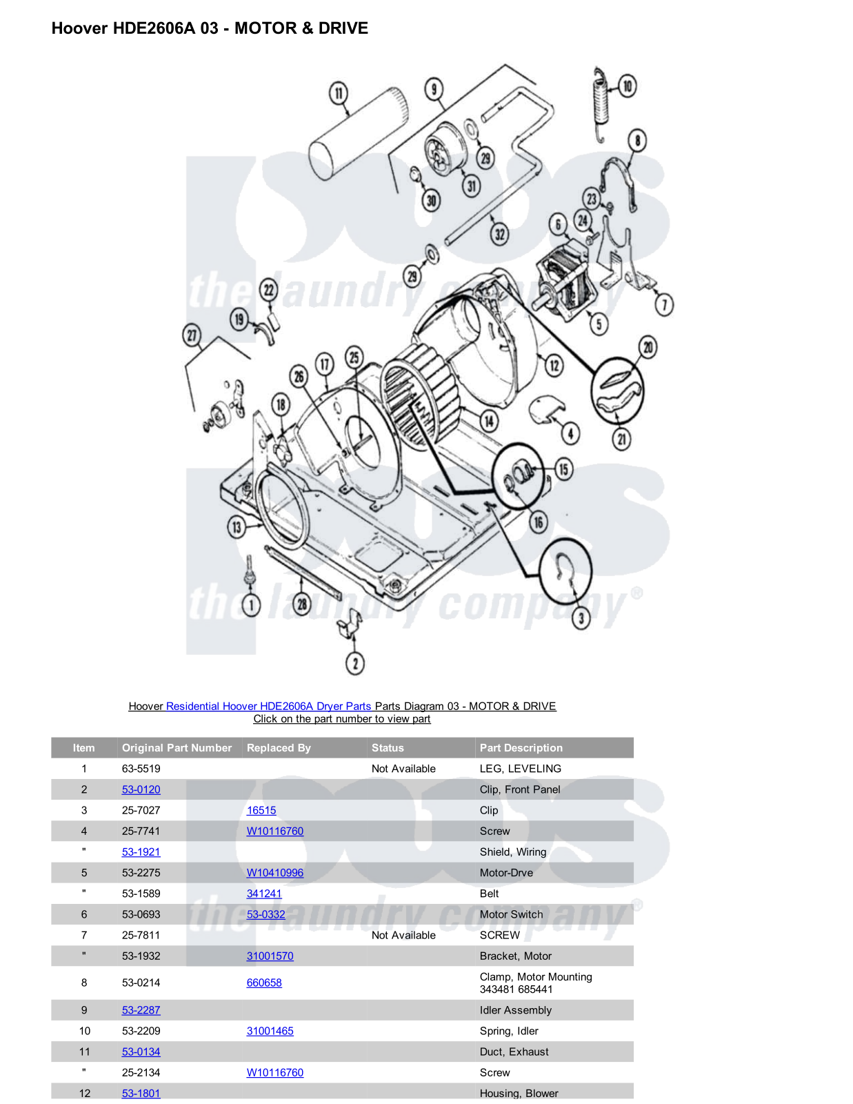 Hoover HDE2606A Parts Diagram