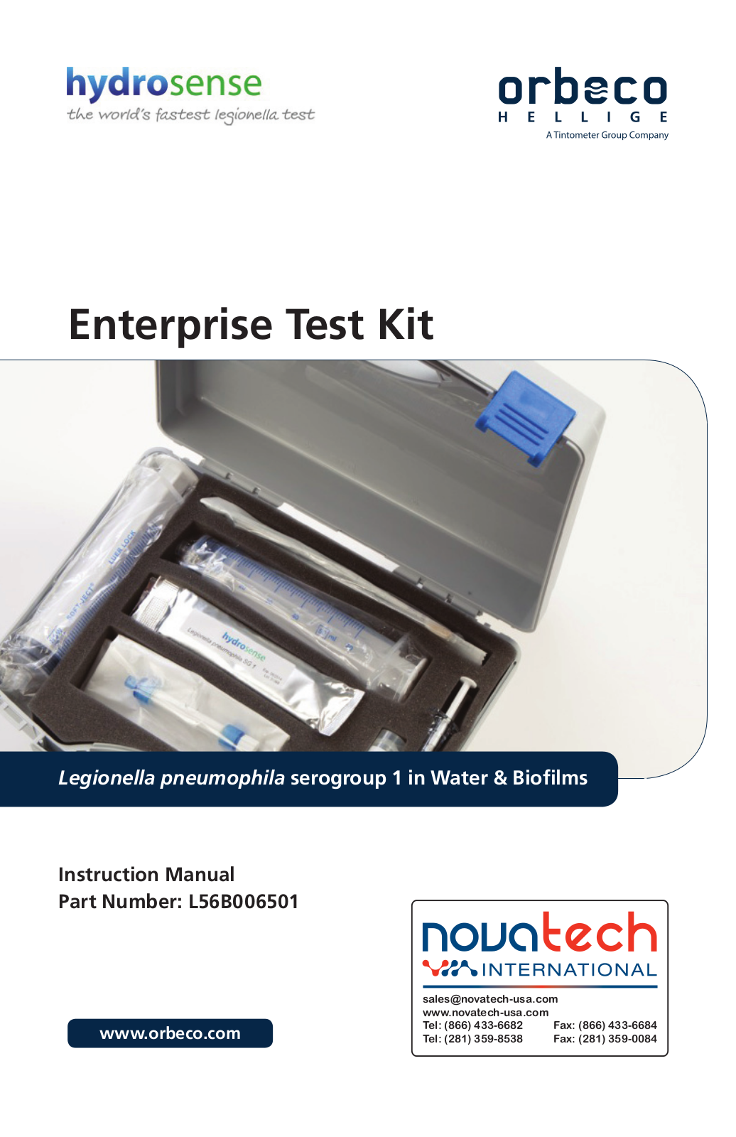 Nova-Tech Orbeco-Hellige Legionella Enterprise Test Kit User Manual