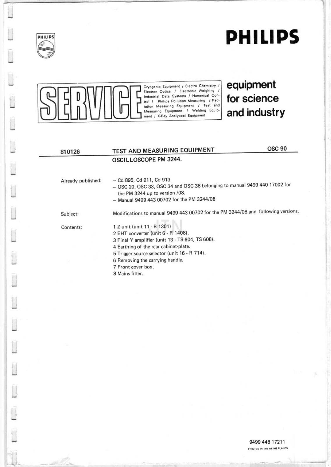 Philips PM3244 Service Manual