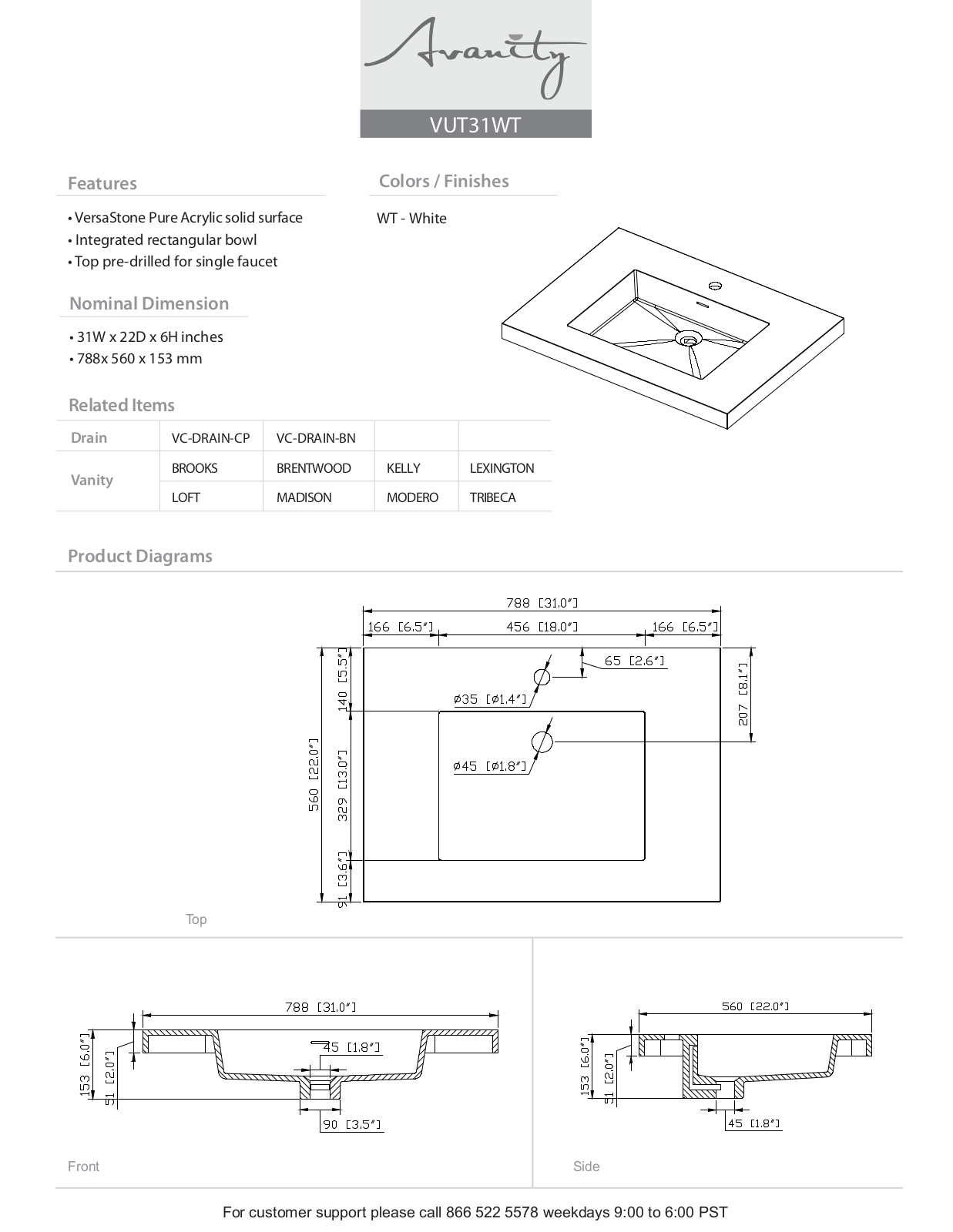 Avanity AVN1538 Specifications - ManualMachine.com