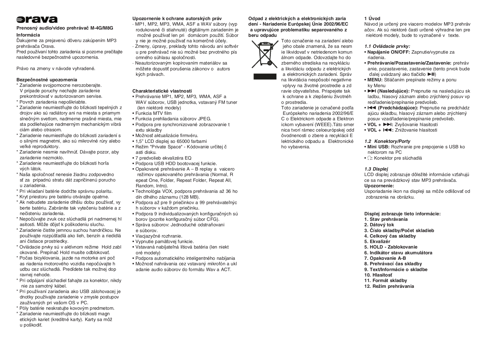 Orava M-8G User Manual