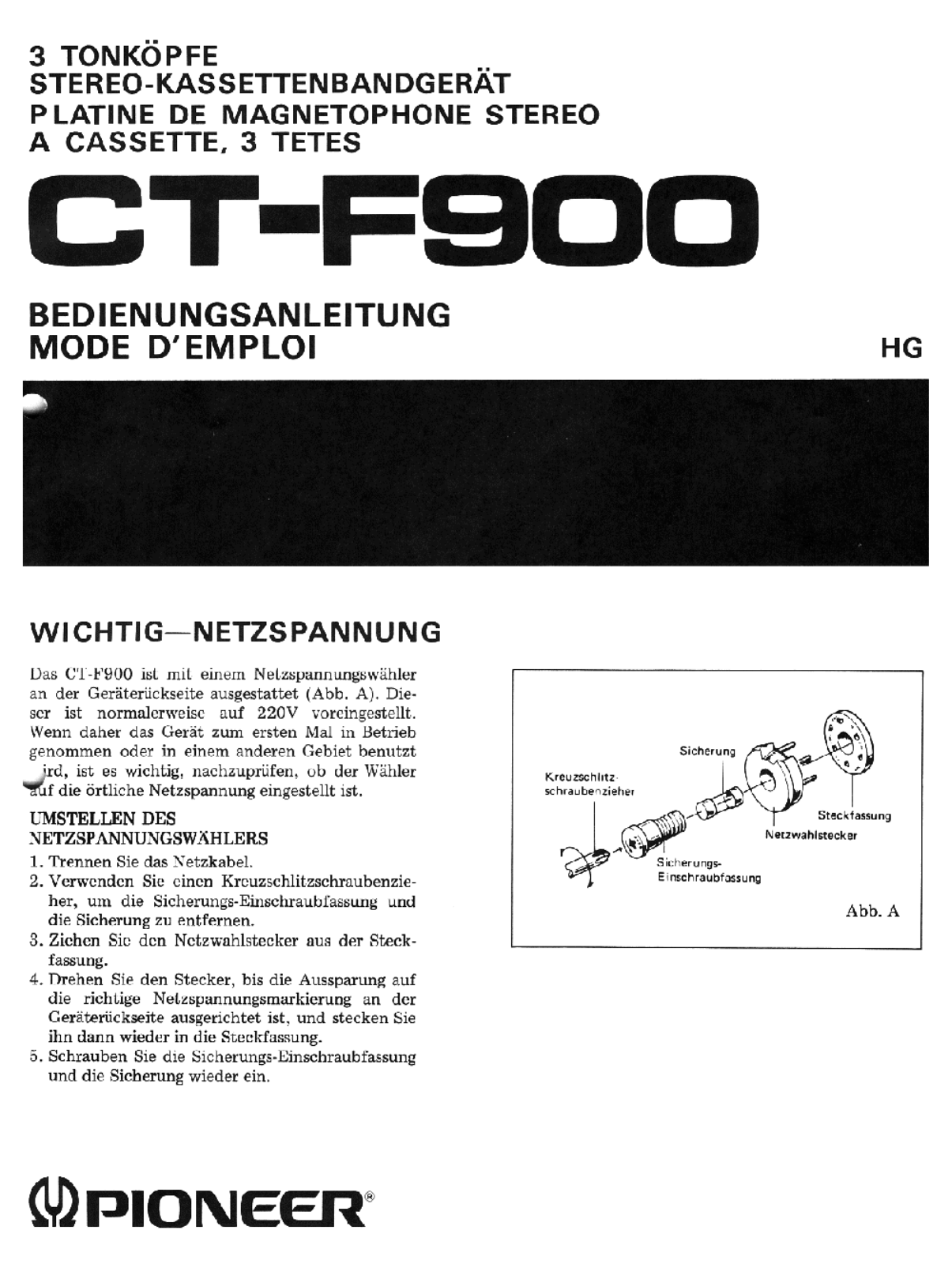 Pioneer CTF-900 Owners manual