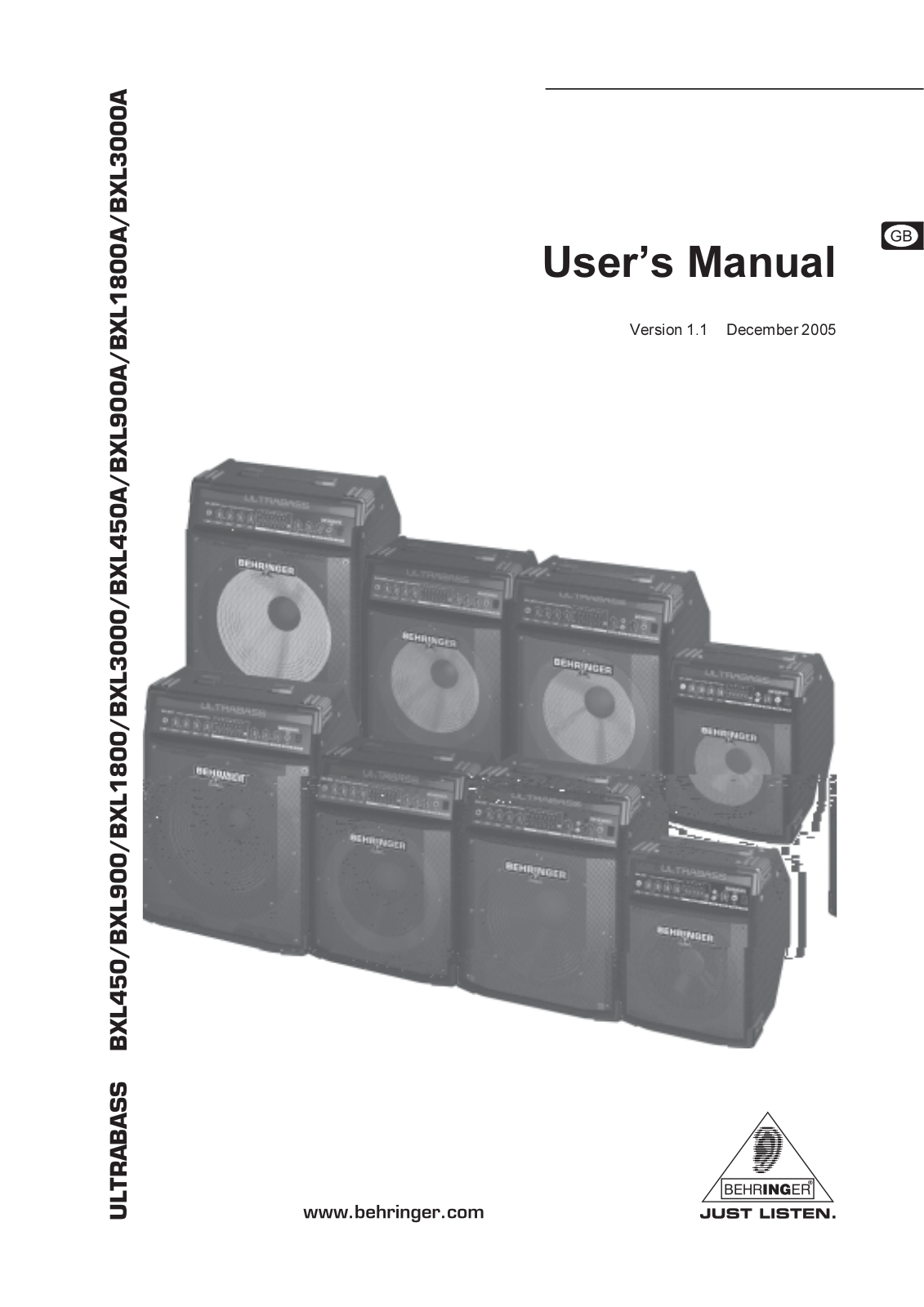 Behringer BXL450A, BXL3000, BXL900A, BXL900, BXL1800A User Manual