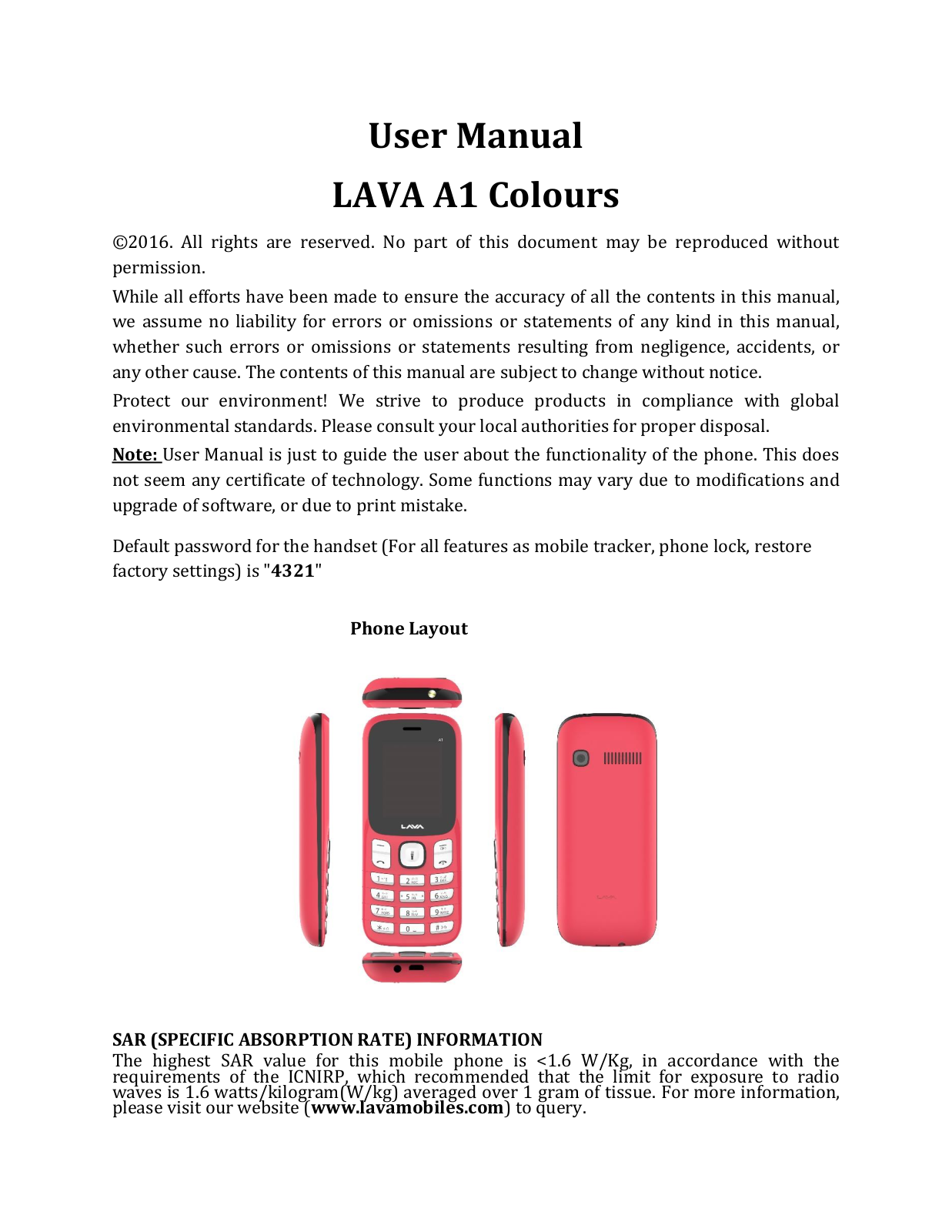 LAVA A1 User Manual