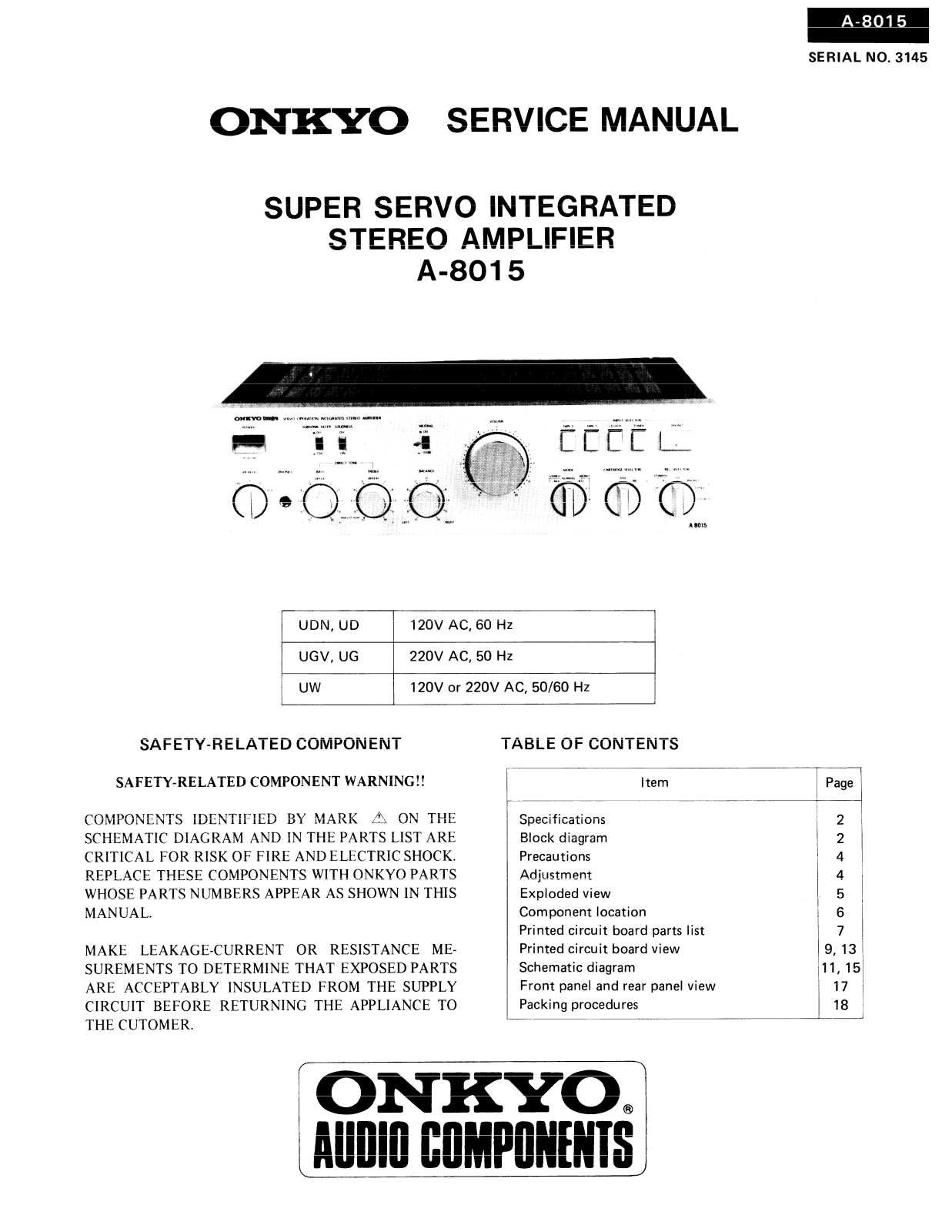 Onkyo A-8015 User Manual