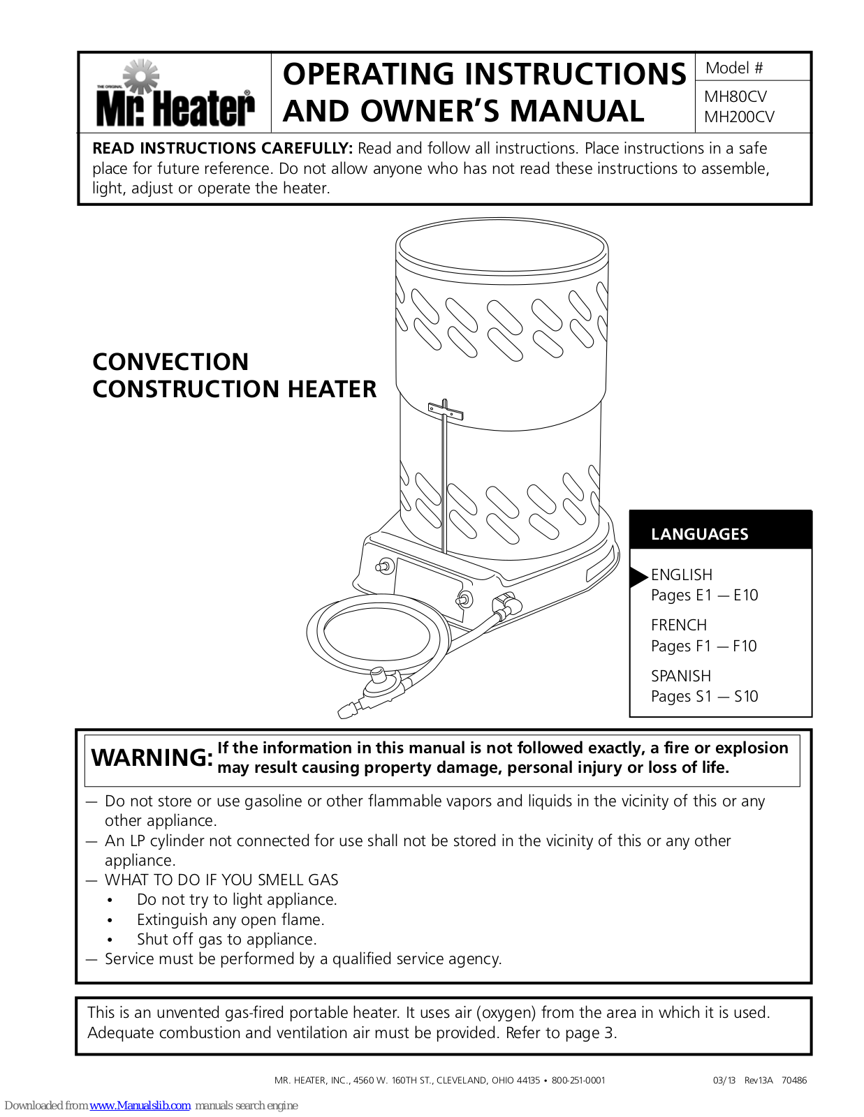 Mr. Heater MH80CV, MH200CV, MH25CVX, MH200CVX, MH80CVX Owner's Manual