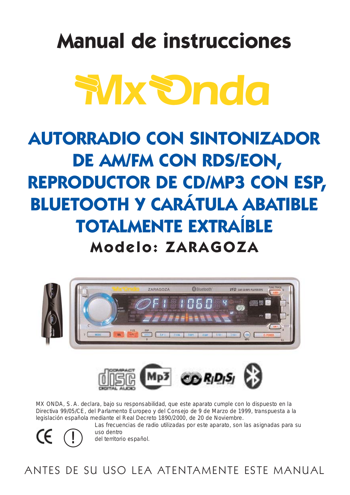 MxOnda ZARAGOZA User Manual