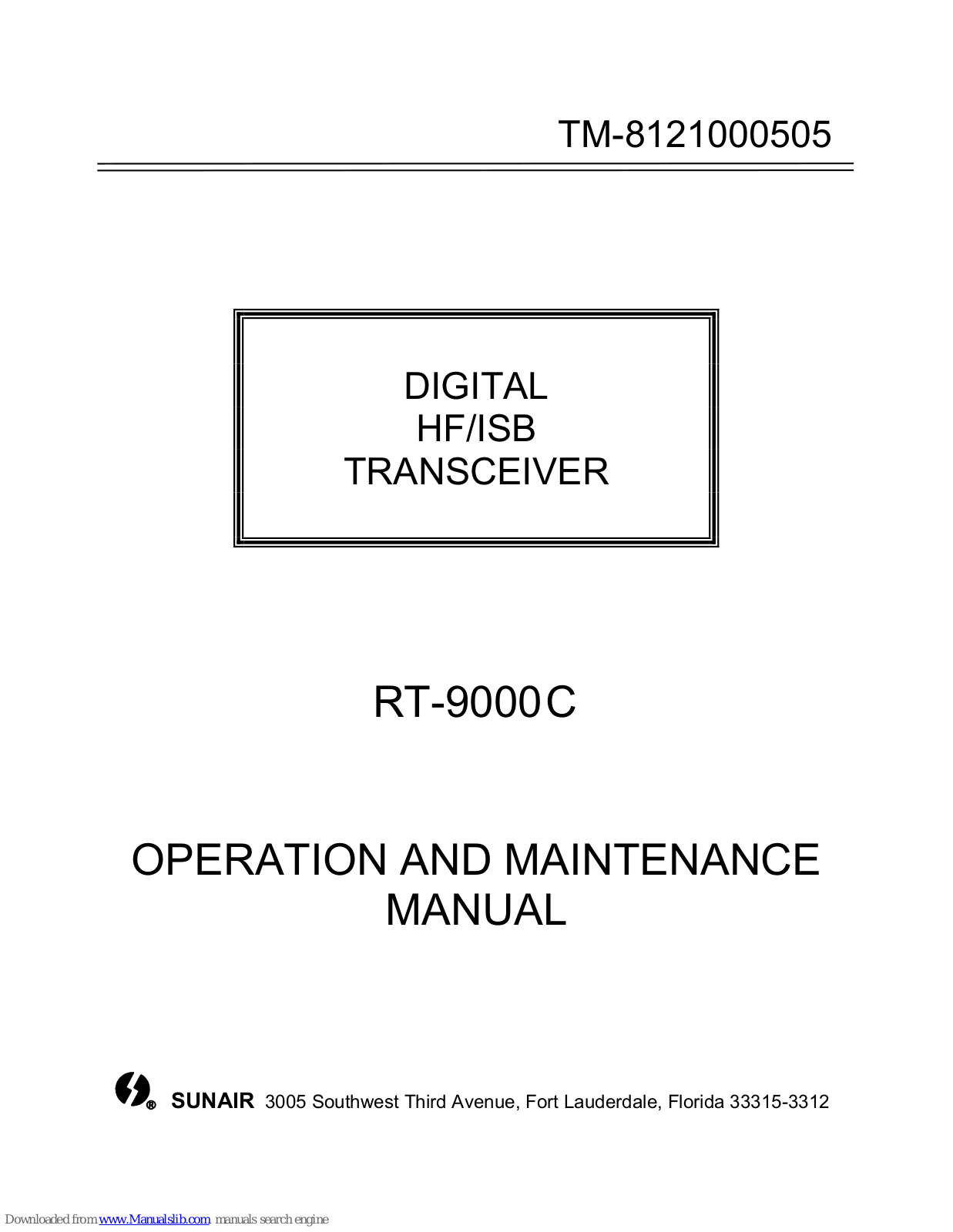 sunair RT-9000C Operation And Maintenance Manual