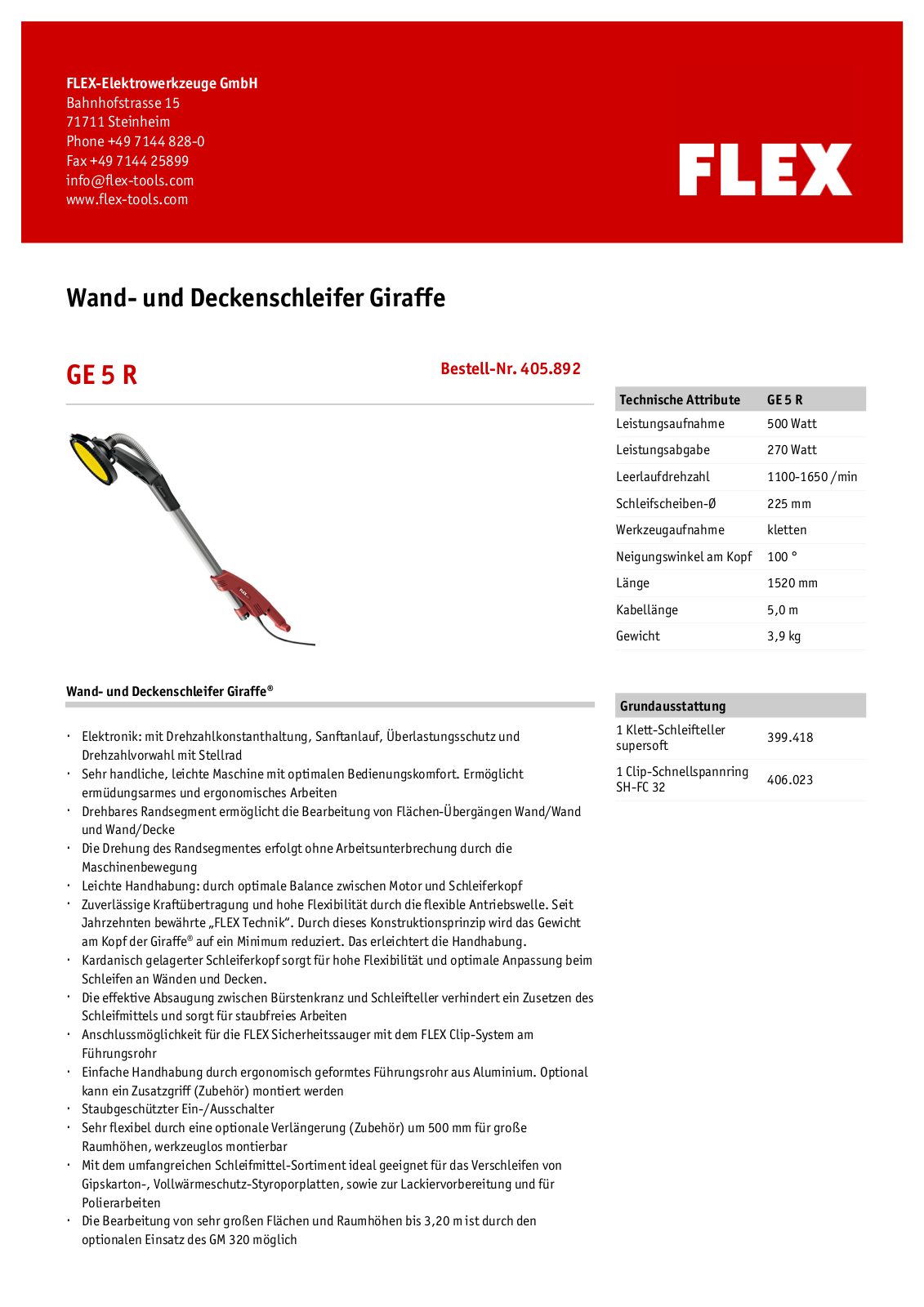 Flex GE 5 R Technical data