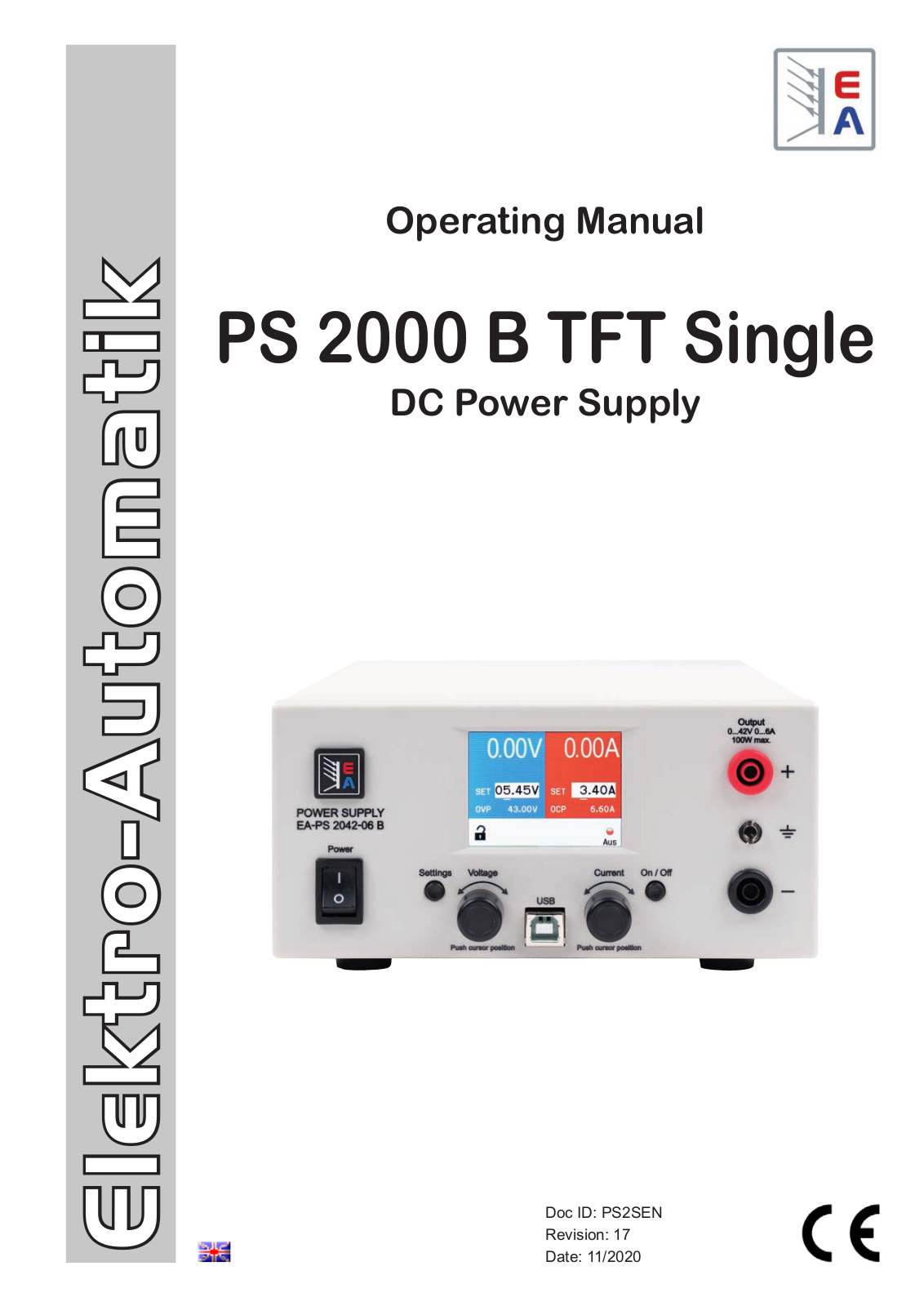 EA Elektro Automatik PS 2000 B TFT Single Operation Manual